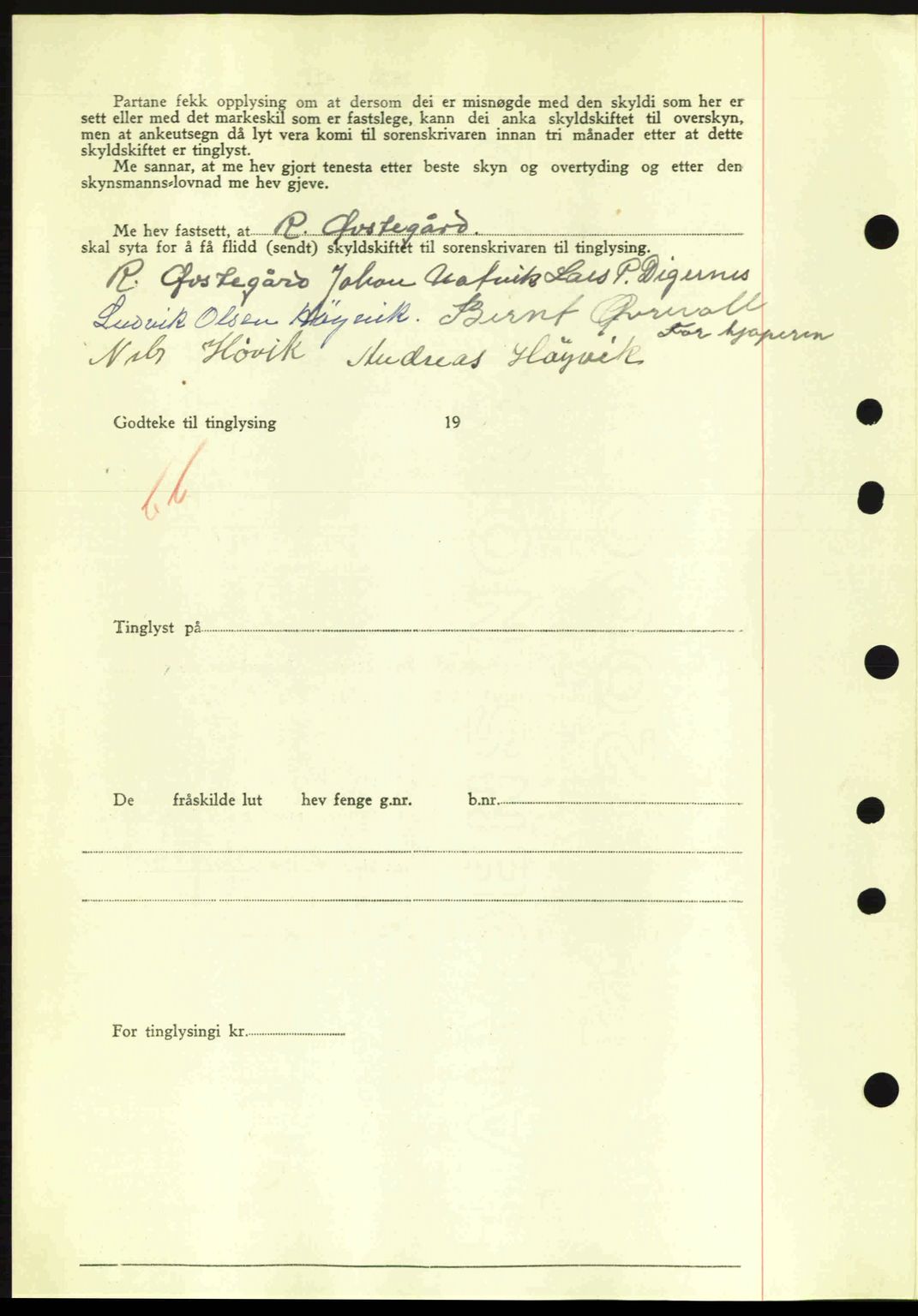 Nordre Sunnmøre sorenskriveri, SAT/A-0006/1/2/2C/2Ca: Mortgage book no. A11, 1941-1941, Diary no: : 1530/1941