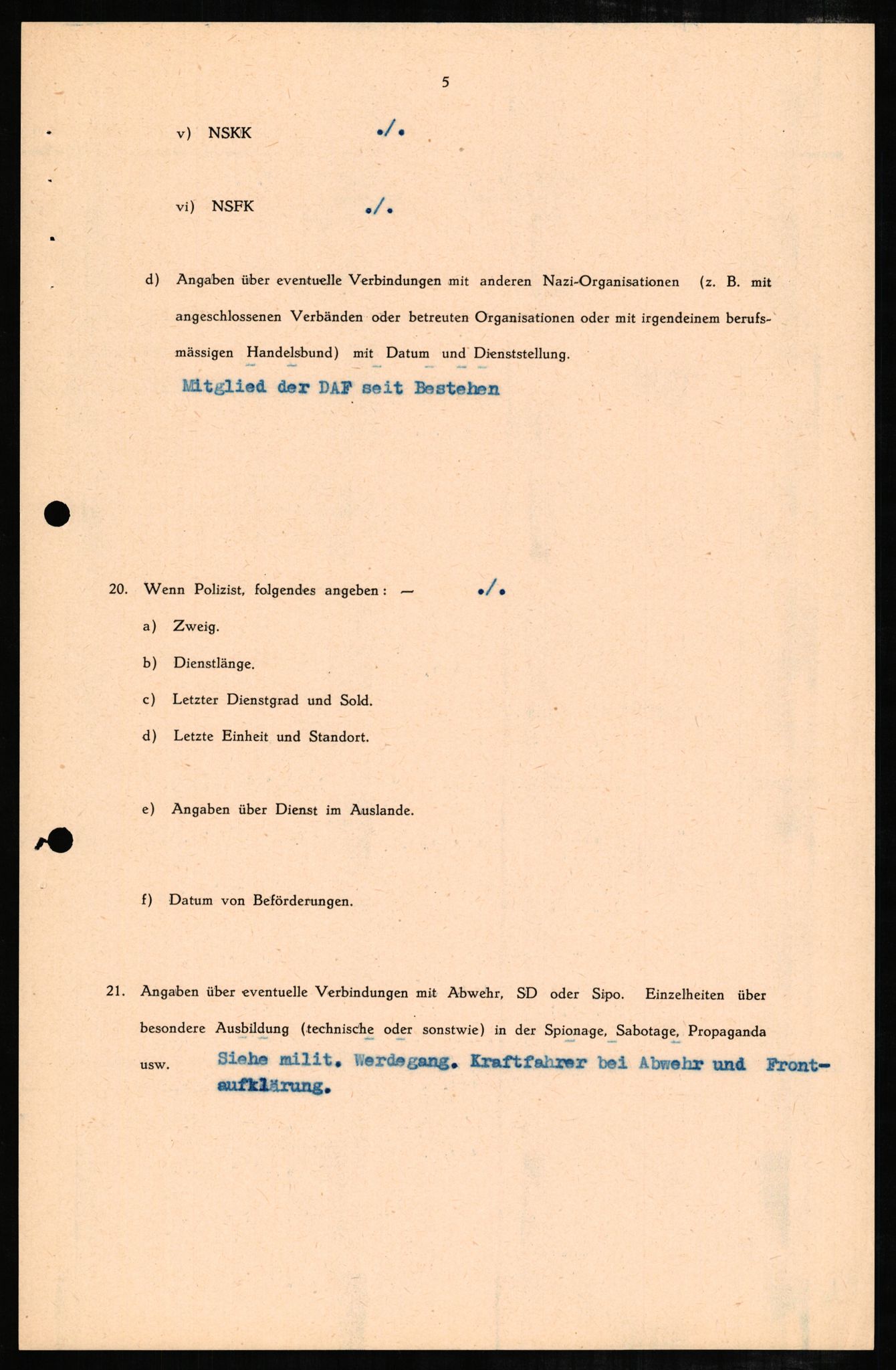 Forsvaret, Forsvarets overkommando II, AV/RA-RAFA-3915/D/Db/L0004: CI Questionaires. Tyske okkupasjonsstyrker i Norge. Tyskere., 1945-1946, p. 342