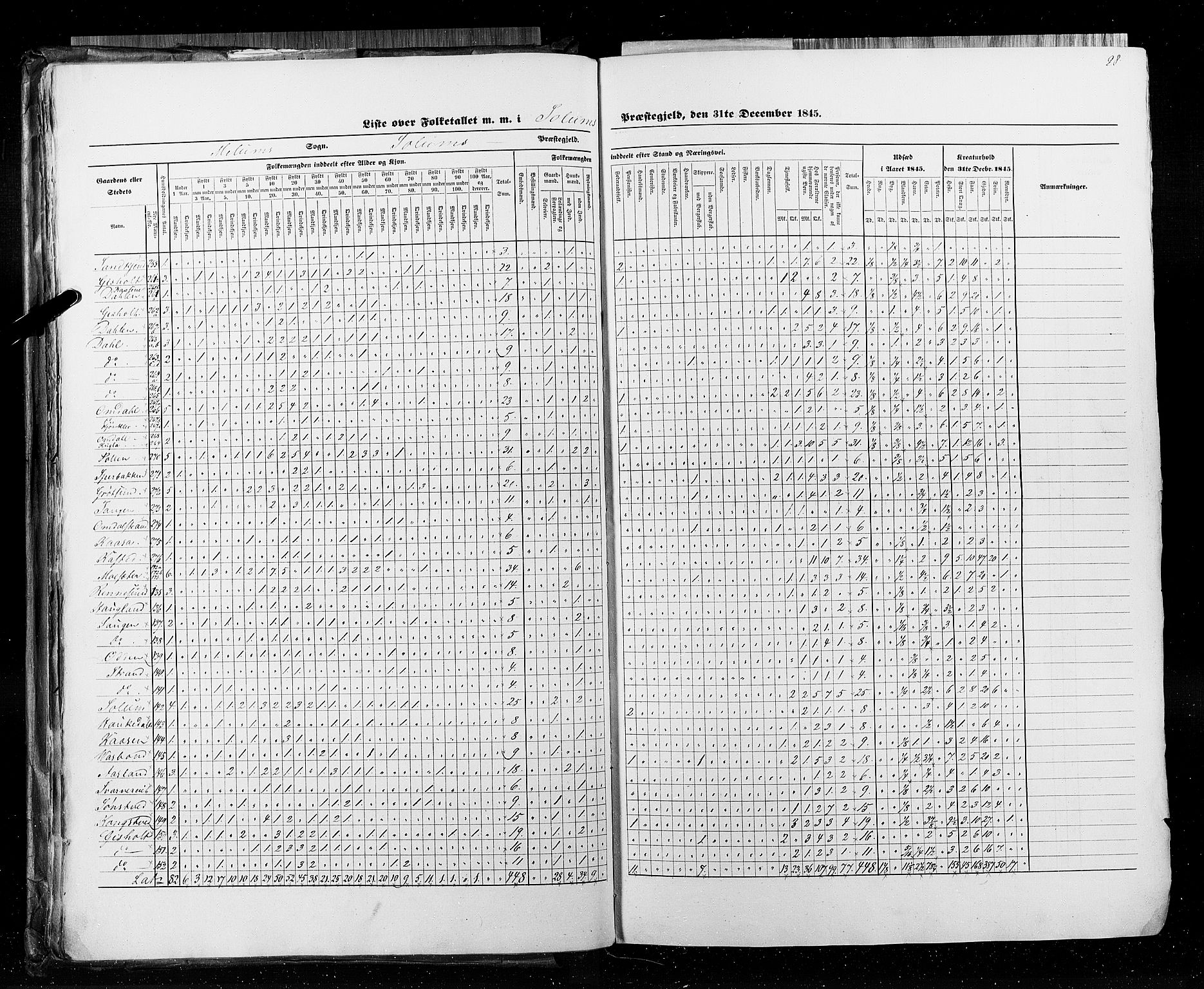 RA, Census 1845, vol. 5: Bratsberg amt og Nedenes og Råbyggelaget amt, 1845, p. 28