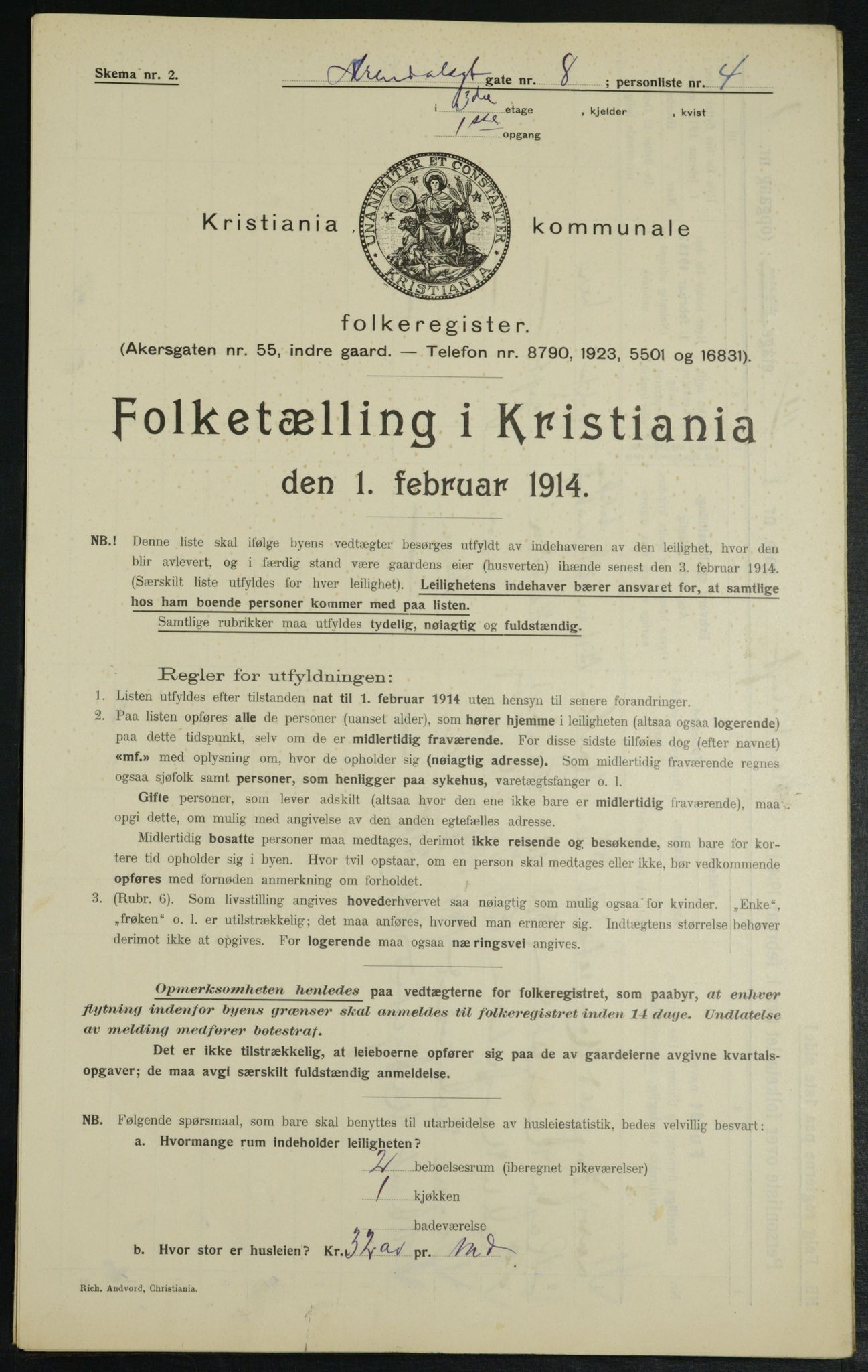 OBA, Municipal Census 1914 for Kristiania, 1914, p. 2050