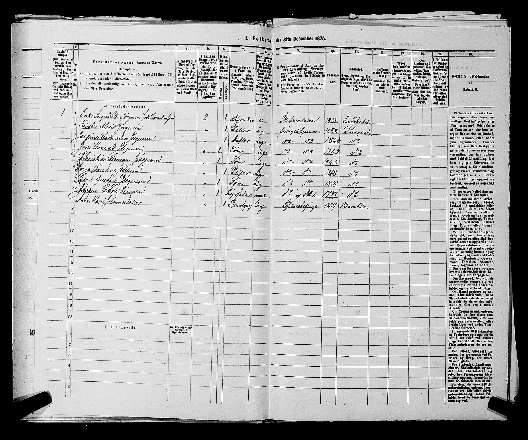 SAKO, 1875 census for 0801P Kragerø, 1875, p. 88