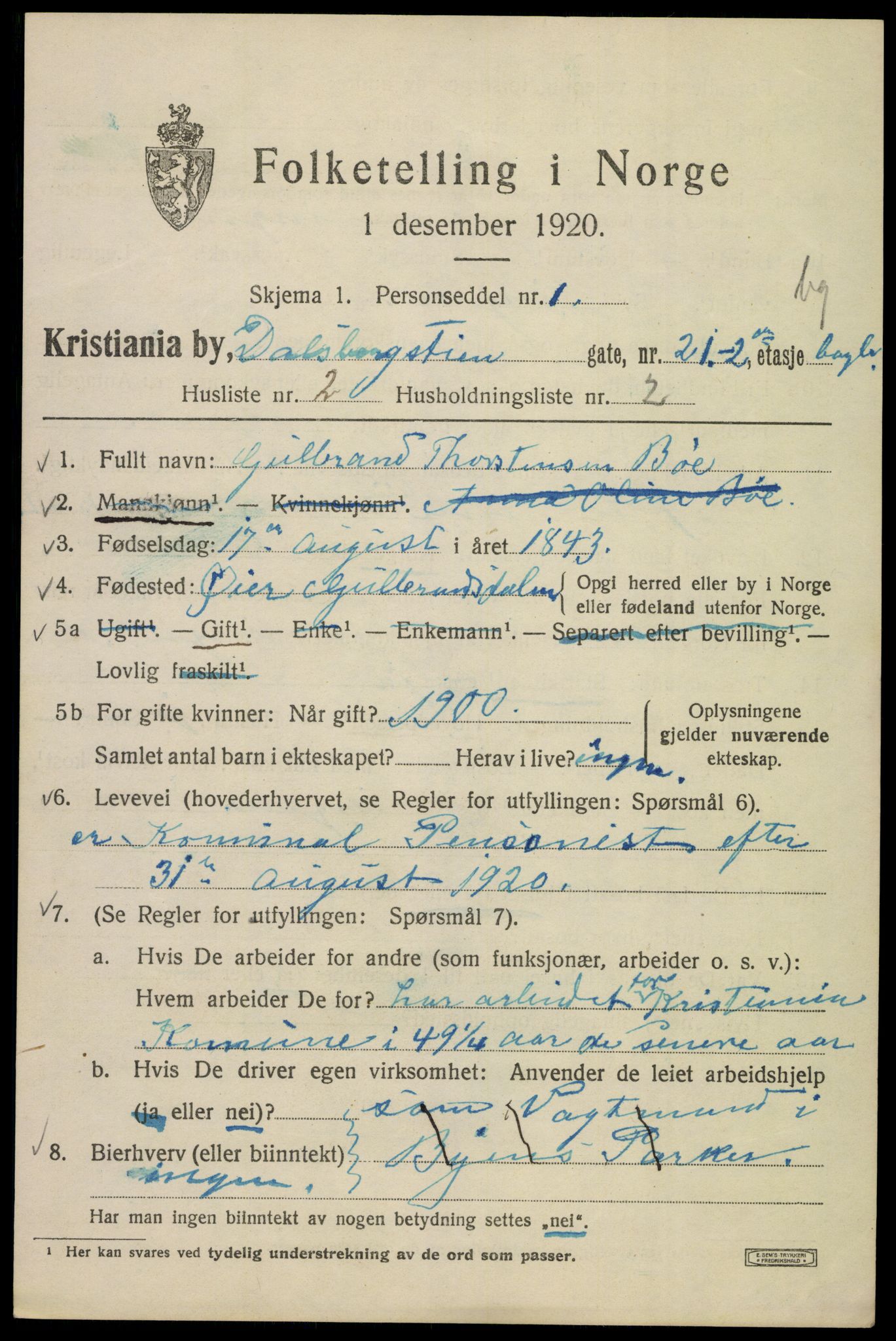 SAO, 1920 census for Kristiania, 1920, p. 193979