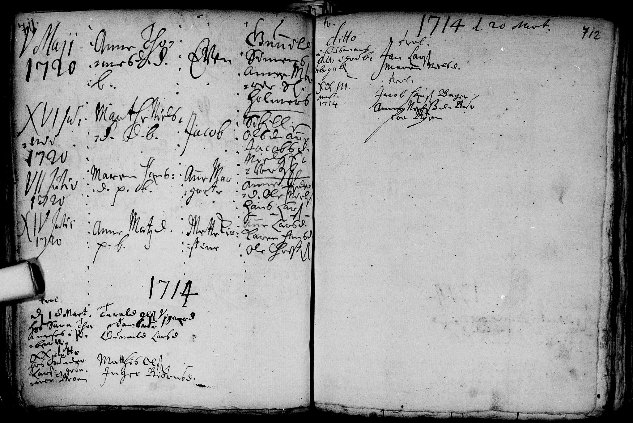 Aker prestekontor kirkebøker, SAO/A-10861/F/L0002: Parish register (official) no. 2, 1714-1720, p. 711-712