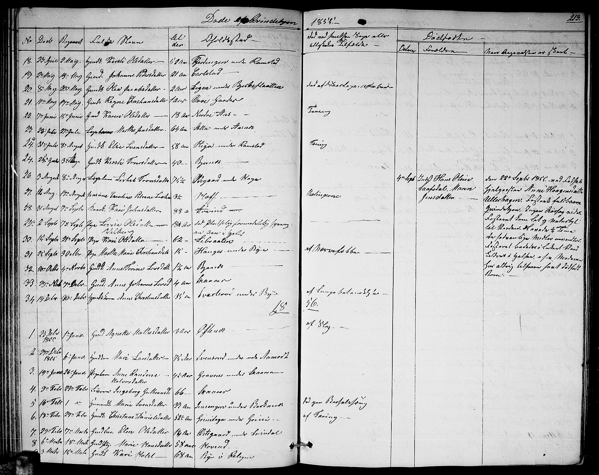 Fet prestekontor Kirkebøker, AV/SAO-A-10370a/G/Ga/L0002: Parish register (copy) no. I 2, 1843-1859, p. 213