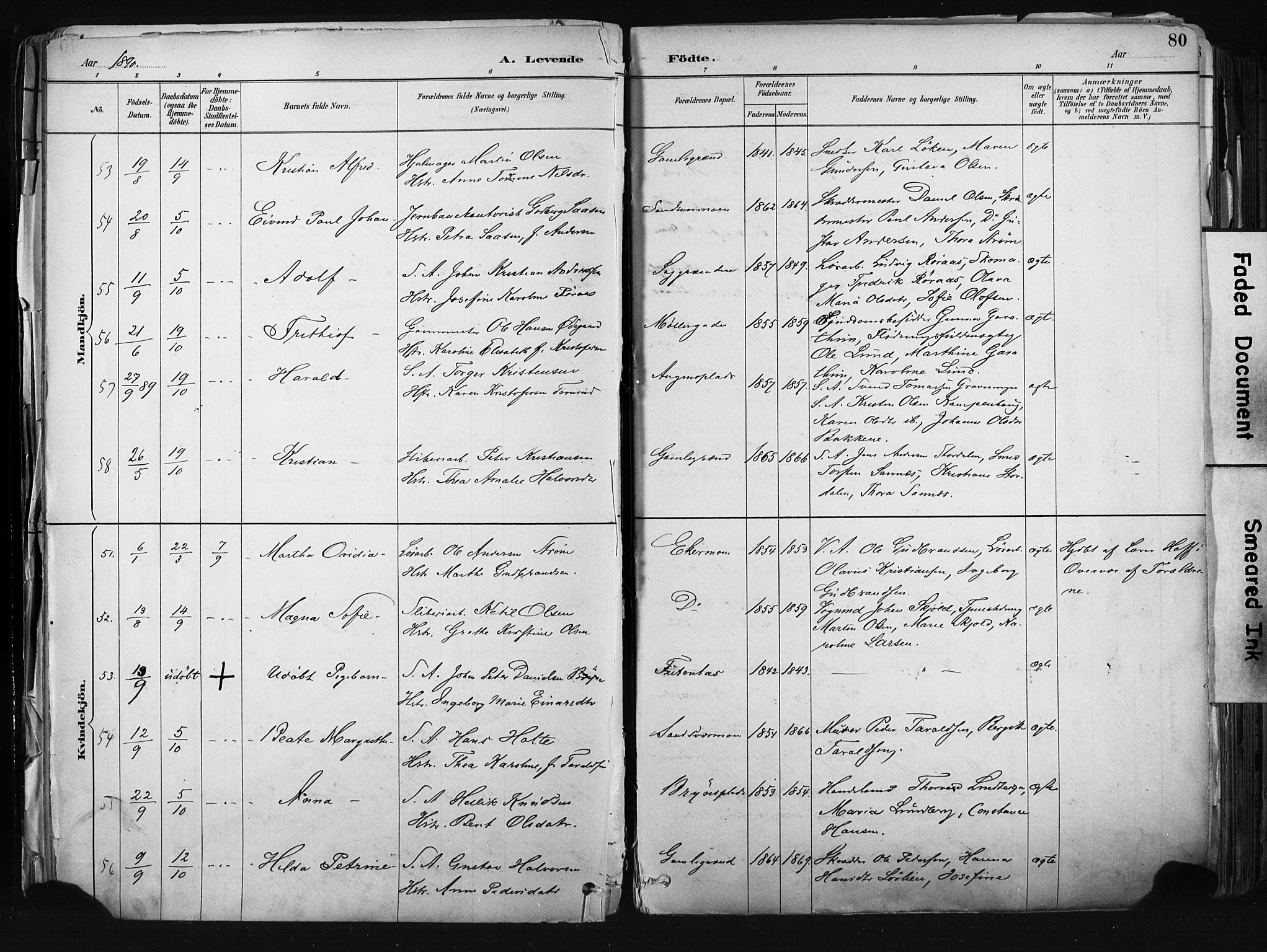 Kongsberg kirkebøker, AV/SAKO-A-22/F/Fb/L0002: Parish register (official) no. II 2, 1886-1896, p. 80