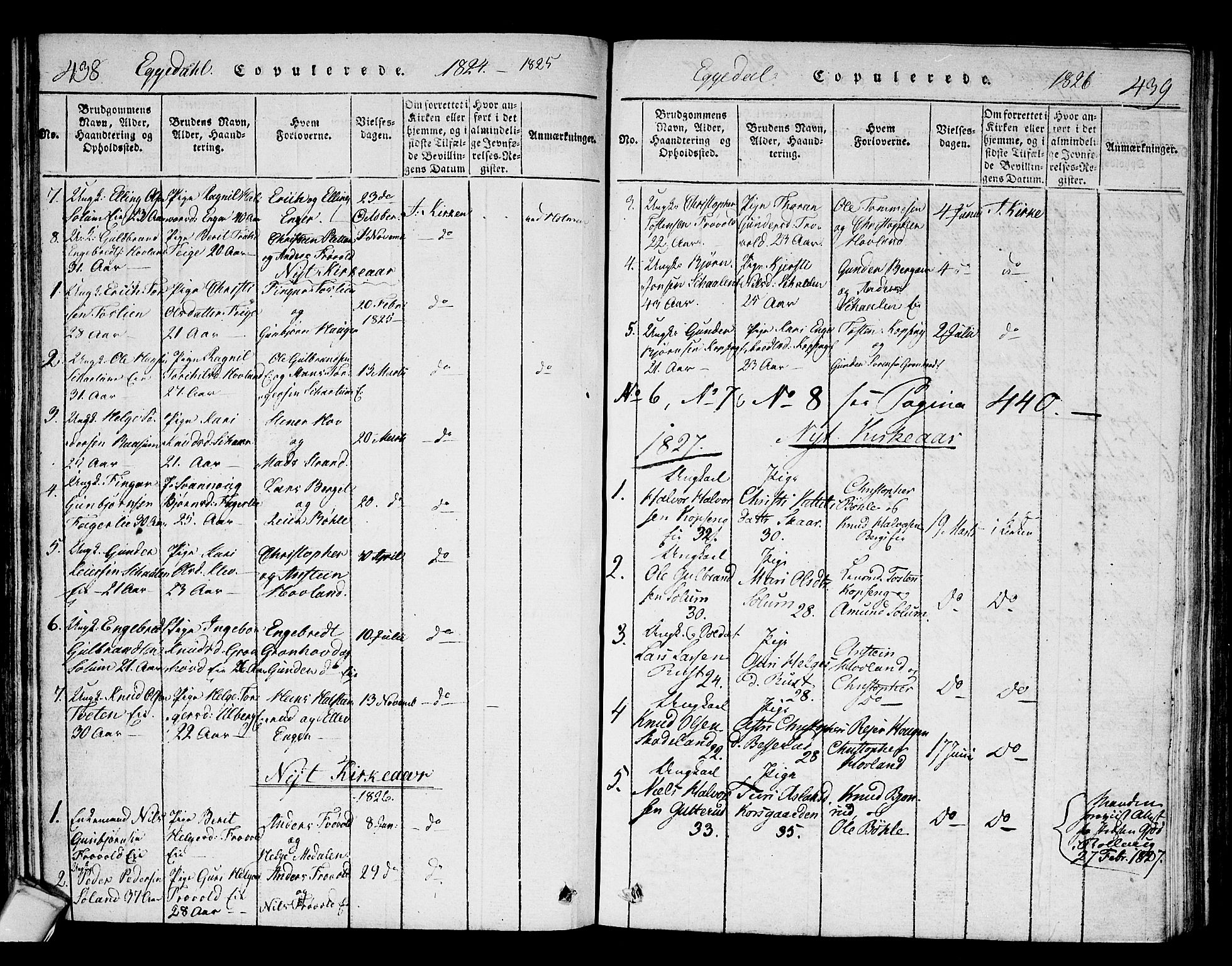 Sigdal kirkebøker, SAKO/A-245/F/Fa/L0005: Parish register (official) no. I 5 /2, 1815-1829, p. 438-439