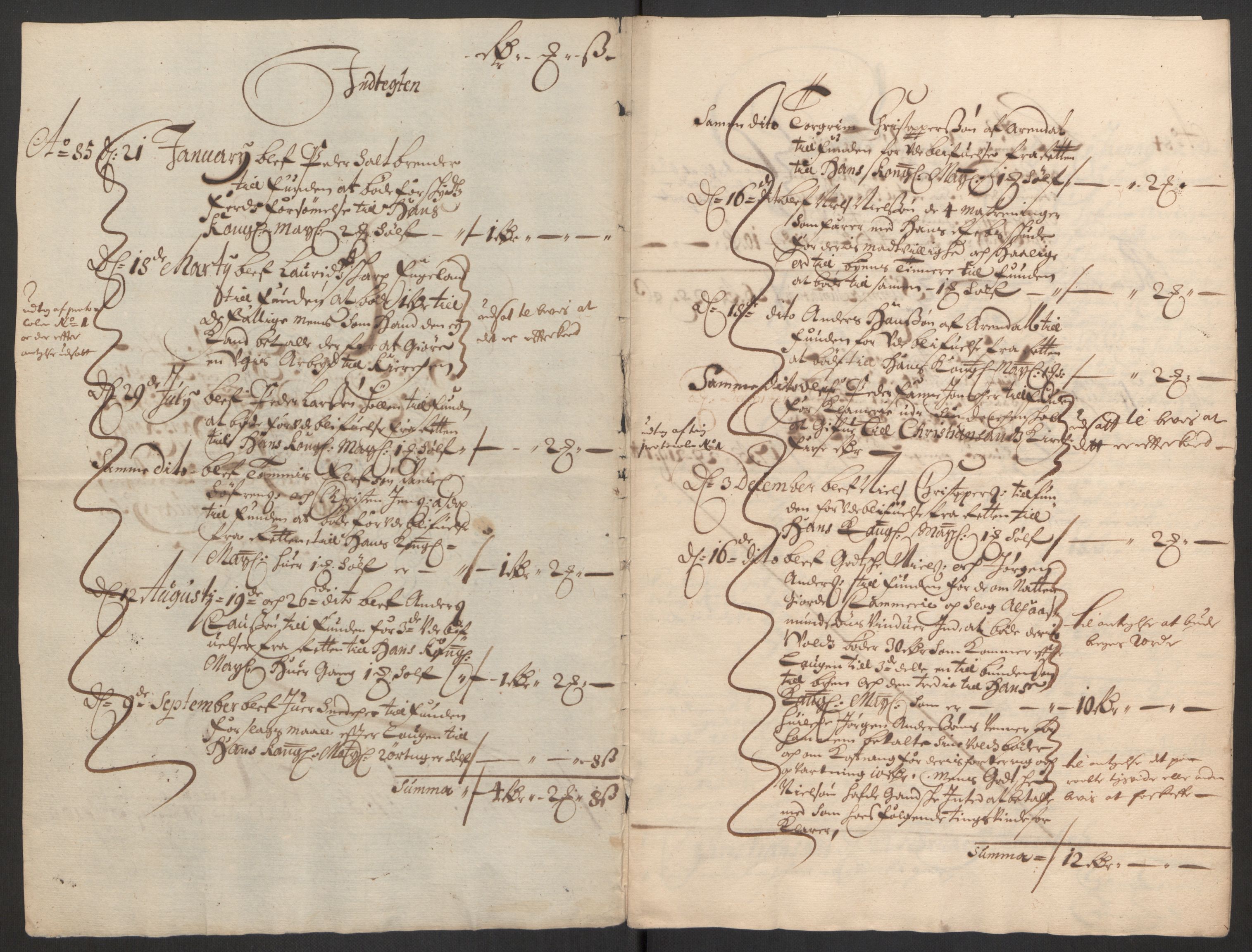 Rentekammeret inntil 1814, Reviderte regnskaper, Byregnskaper, AV/RA-EA-4066/R/Rm/L0285: [M18] Sikt og sakefall, 1681-1718, p. 54