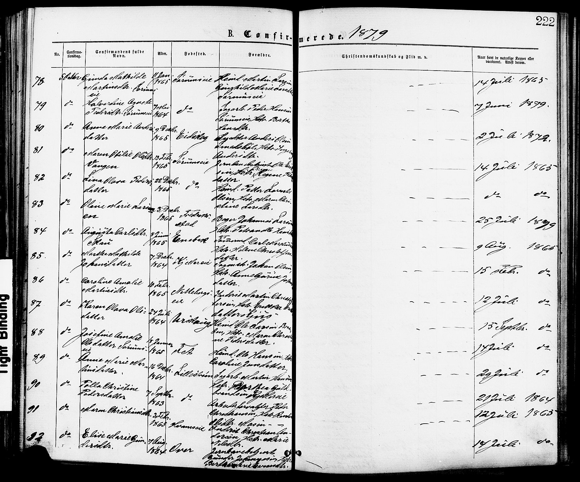 Skedsmo prestekontor Kirkebøker, AV/SAO-A-10033a/F/Fa/L0012: Parish register (official) no. I 12, 1876-1883, p. 222