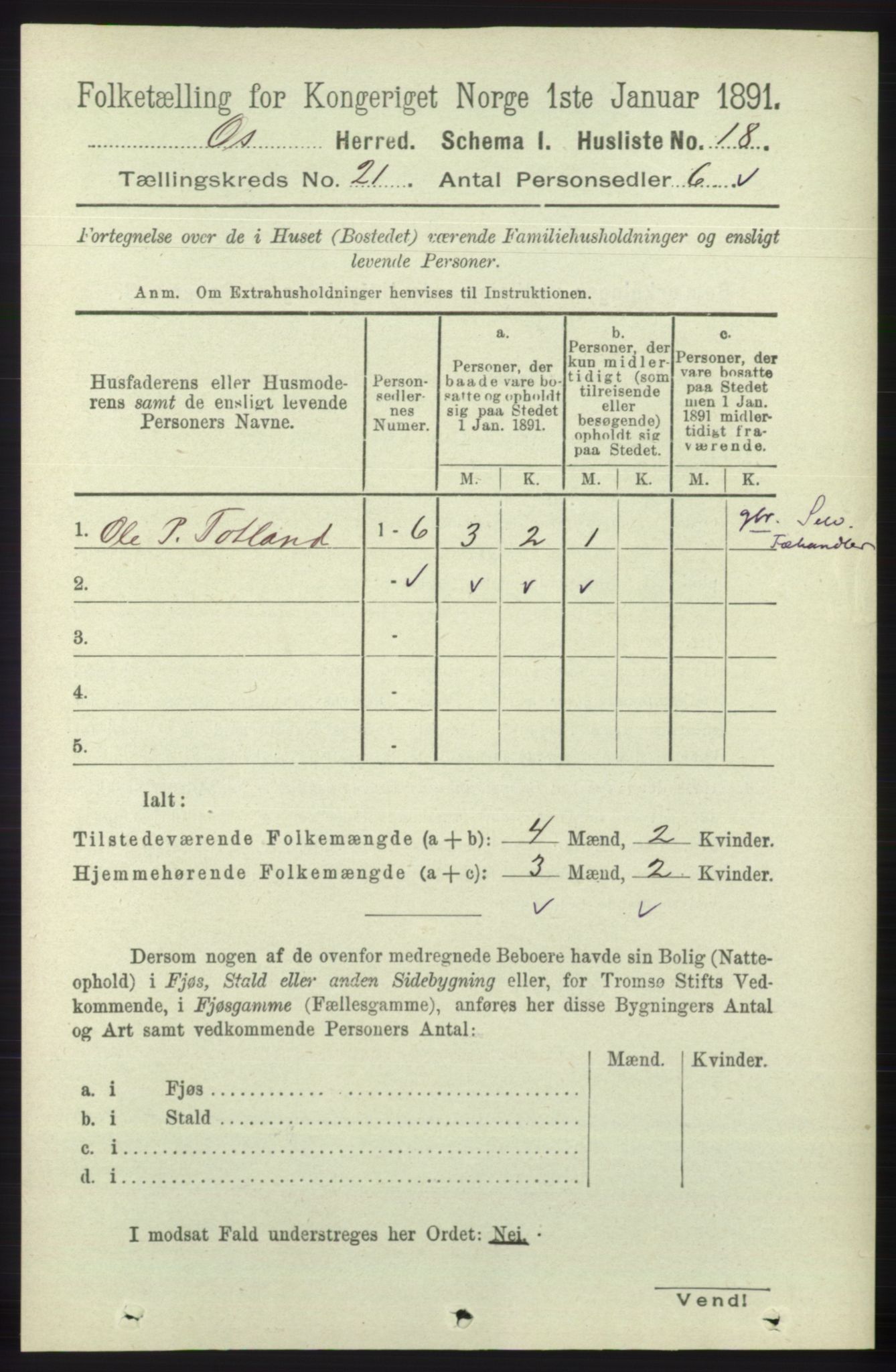 RA, 1891 census for 1243 Os, 1891, p. 4835