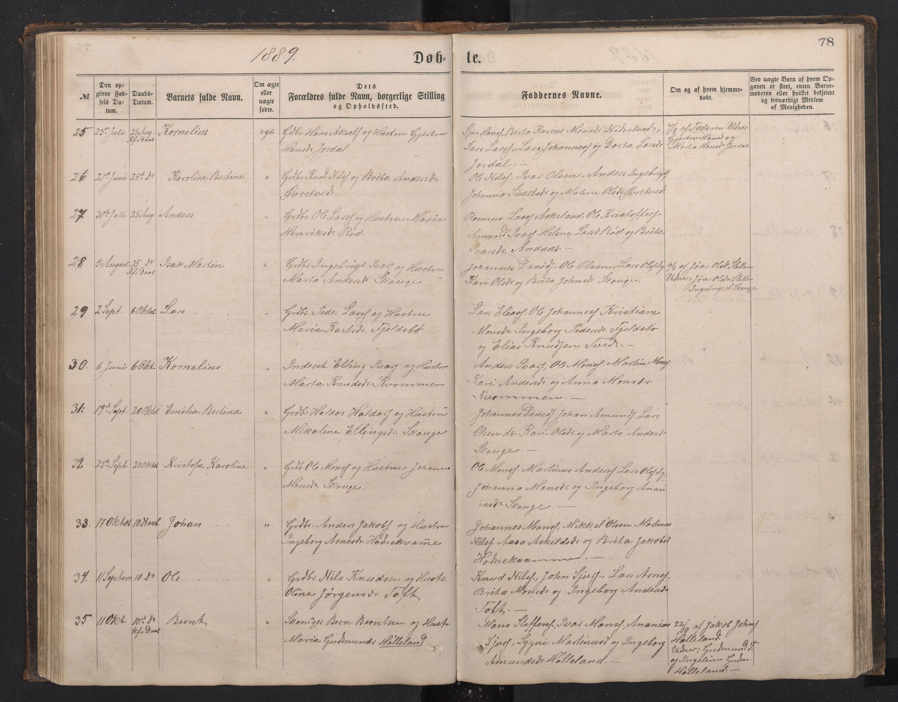 Lindås Sokneprestembete, SAB/A-76701/H/Hab: Parish register (copy) no. E 2, 1867-1892, p. 77b-78a