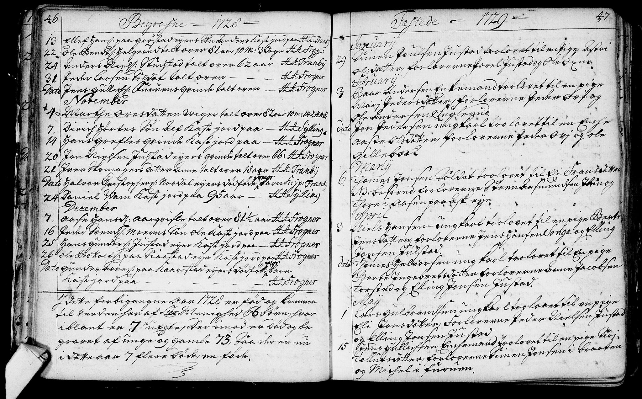 Lier kirkebøker, AV/SAKO-A-230/F/Fa/L0003: Parish register (official) no. I 3, 1727-1748, p. 46-47