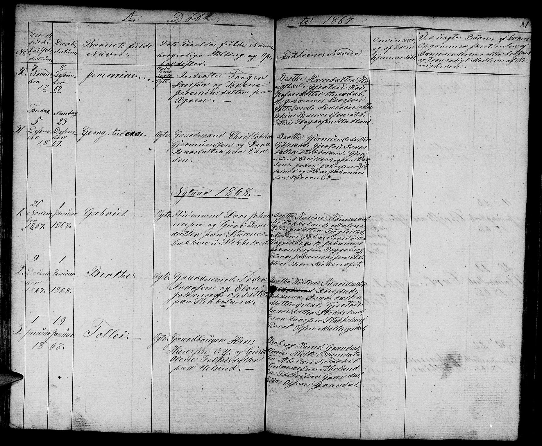 Eigersund sokneprestkontor, AV/SAST-A-101807/S09/L0003: Parish register (copy) no. B 3, 1846-1875, p. 81