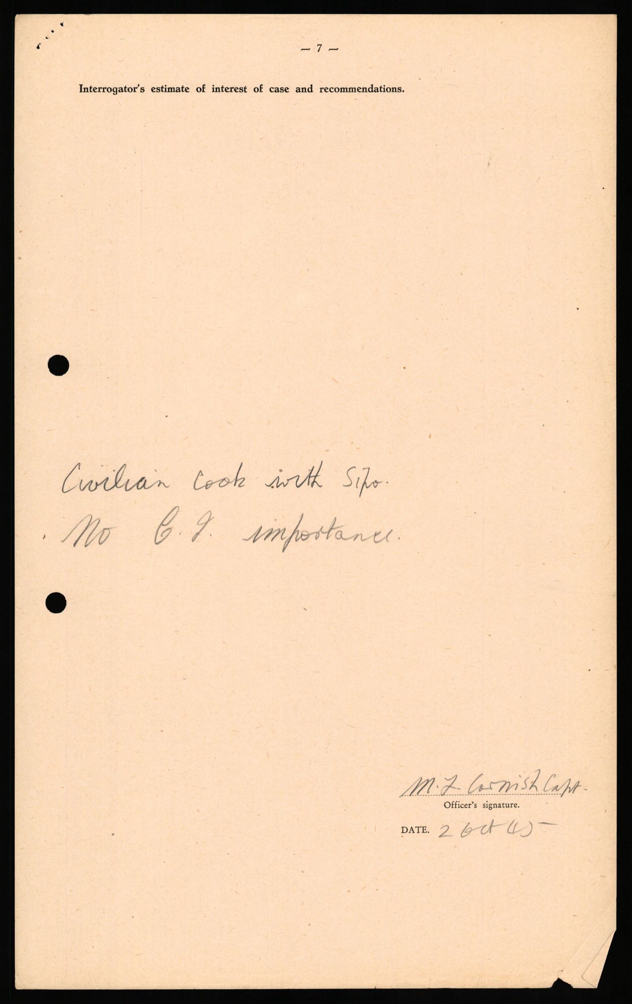 Forsvaret, Forsvarets overkommando II, RA/RAFA-3915/D/Db/L0032: CI Questionaires. Tyske okkupasjonsstyrker i Norge. Tyskere., 1945-1946, p. 203