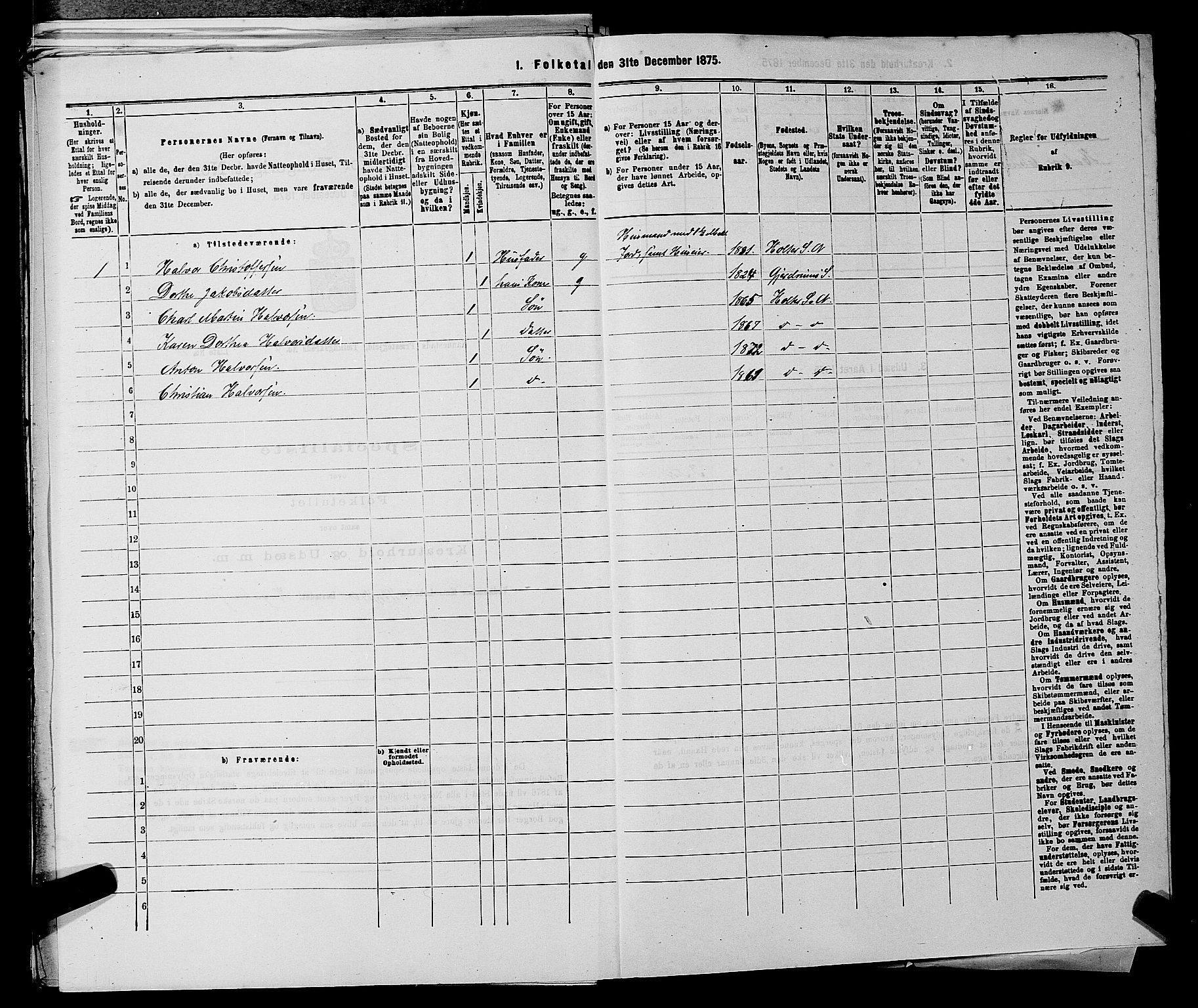 RA, 1875 census for 0238P Nannestad, 1875, p. 707