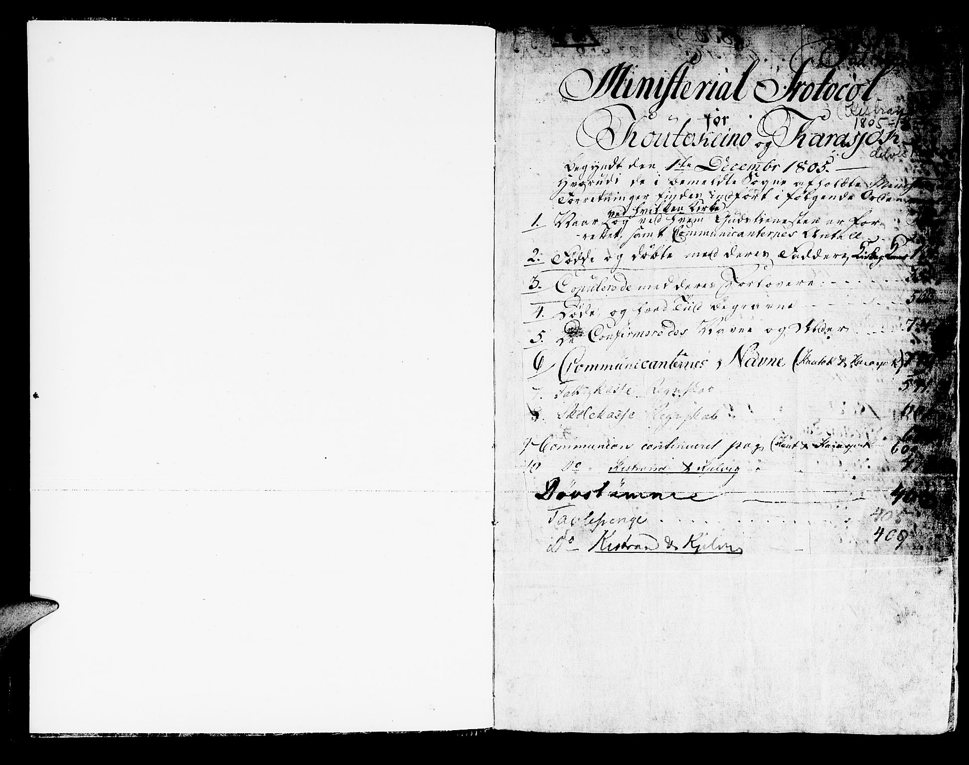 Kistrand/Porsanger sokneprestembete, SATØ/S-1351/H/Ha/L0009.kirke: Parish register (official) no. 9, 1805-1821, p. 1