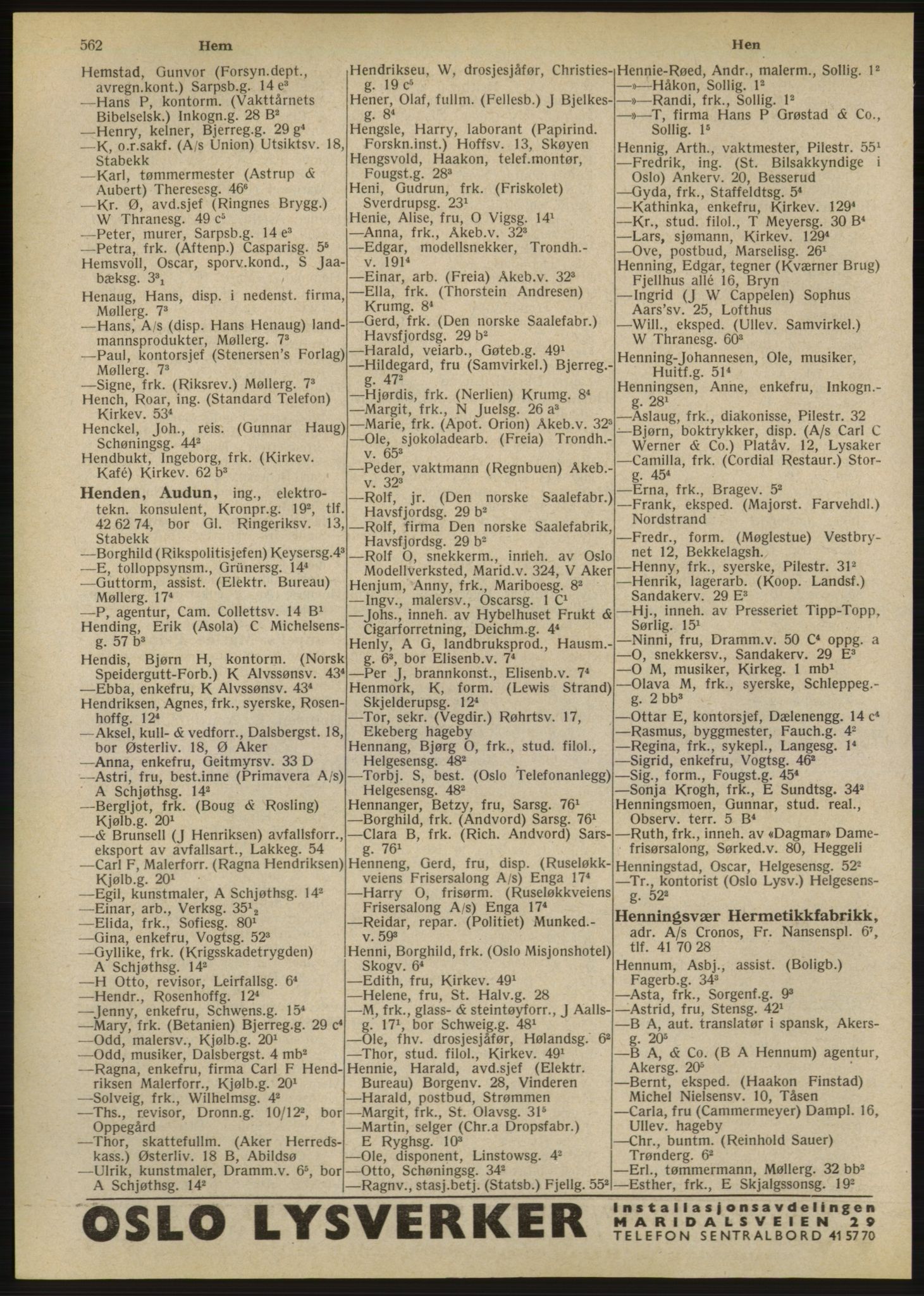 Kristiania/Oslo adressebok, PUBL/-, 1947, p. 562
