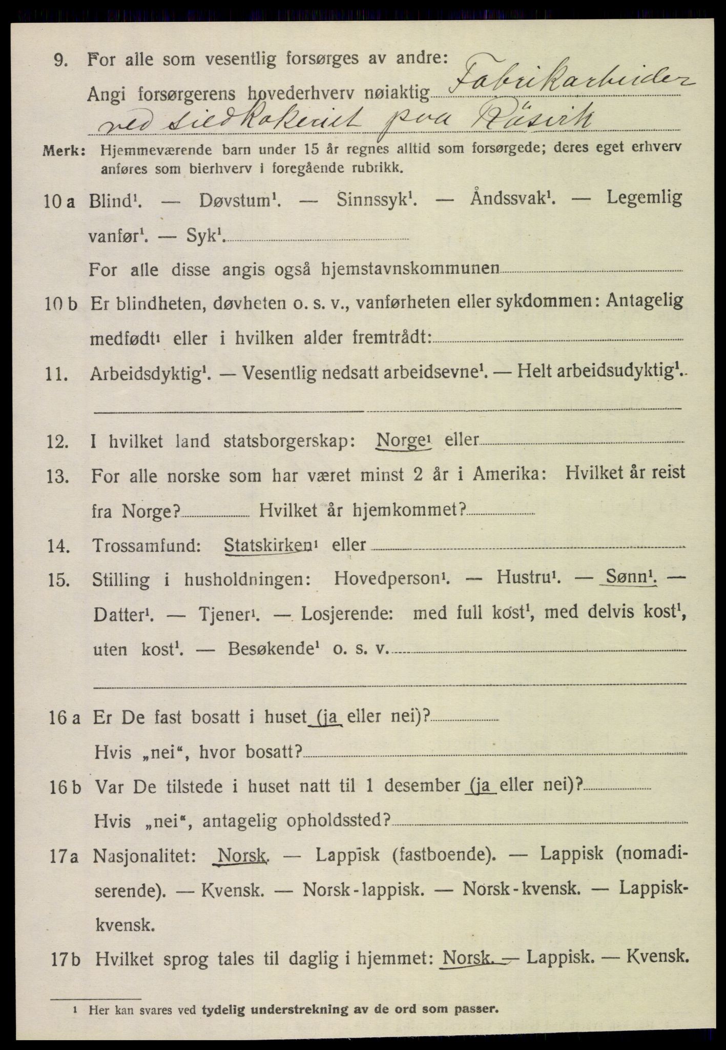 SAT, 1920 census for Sørfold, 1920, p. 1906