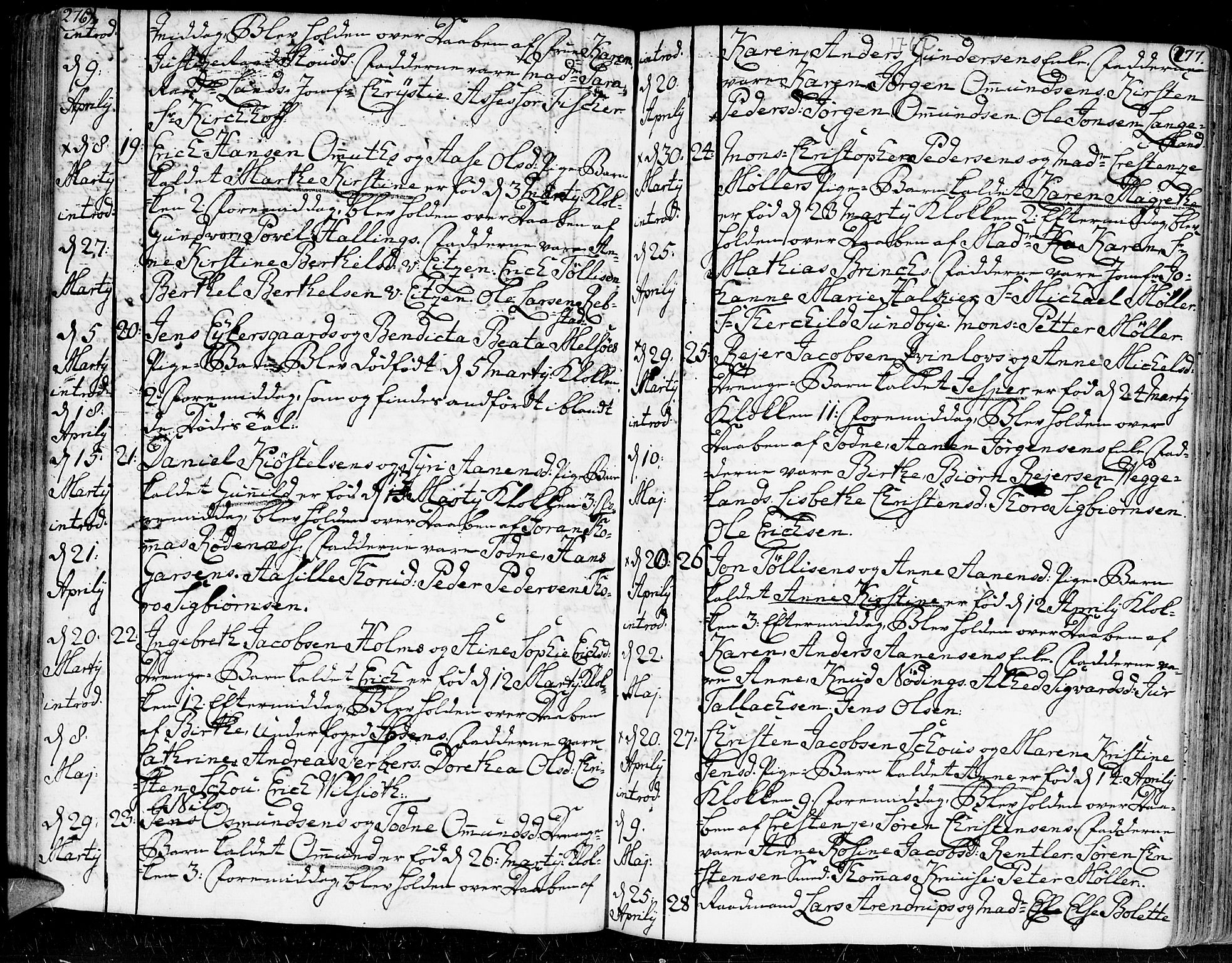 Kristiansand domprosti, AV/SAK-1112-0006/F/Fa/L0002: Parish register (official) no. A 2, 1755-1778, p. 276-277