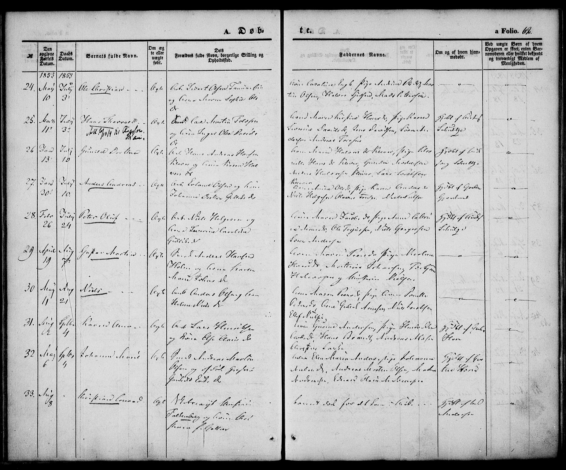 Larvik kirkebøker, AV/SAKO-A-352/F/Fb/L0003: Parish register (official) no. II 3, 1842-1856, p. 62