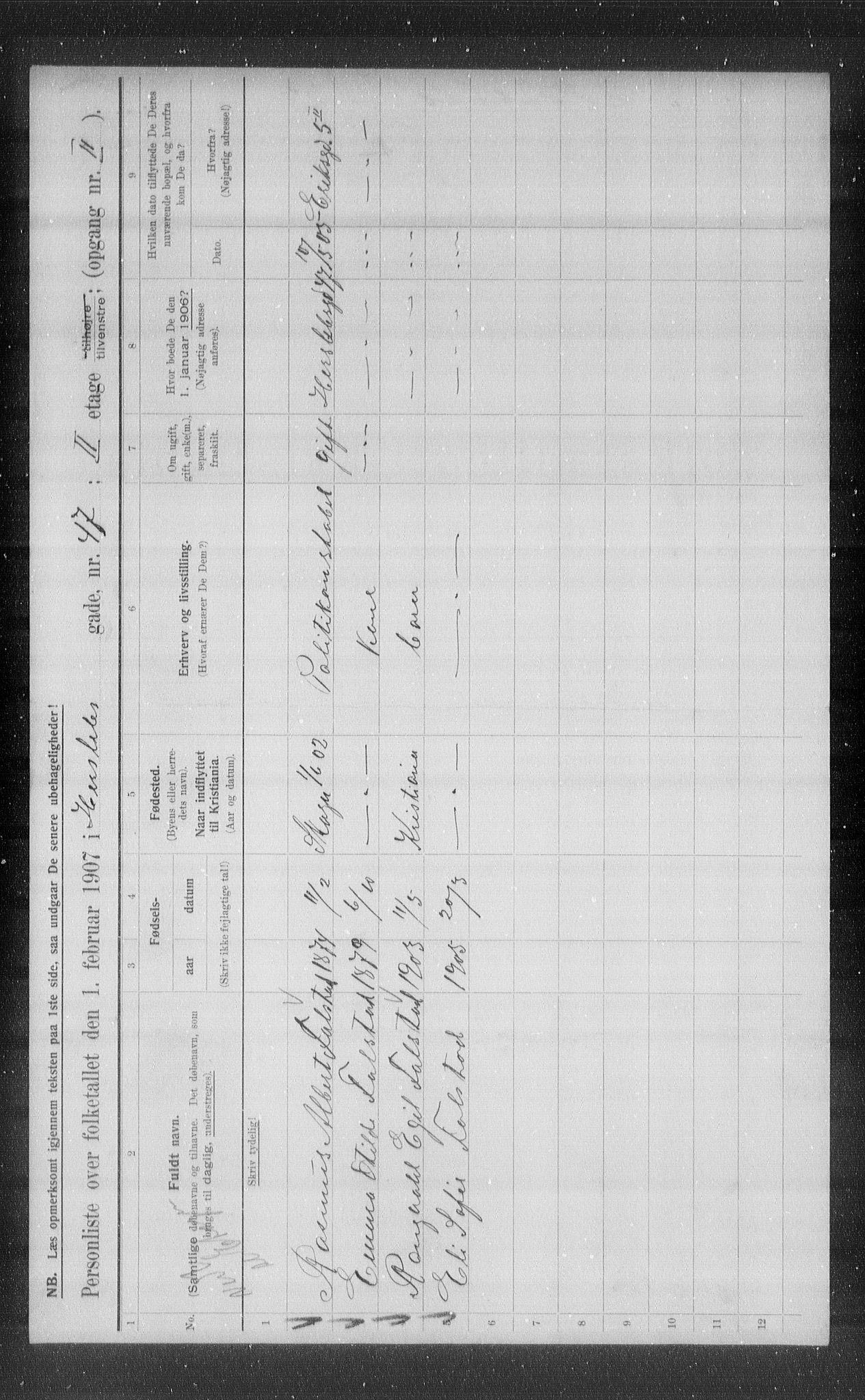 OBA, Municipal Census 1907 for Kristiania, 1907, p. 20482