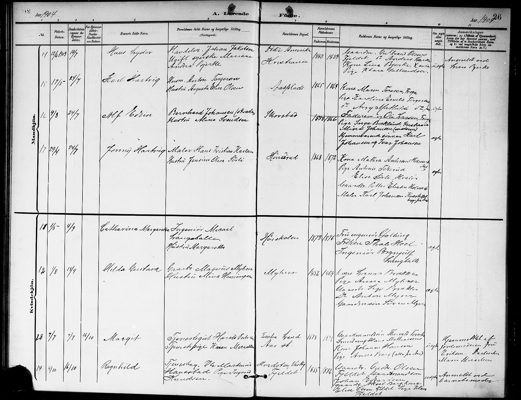 Ås prestekontor Kirkebøker, AV/SAO-A-10894/G/Ga/L0004: Parish register (copy) no. I 4, 1901-1915, p. 26