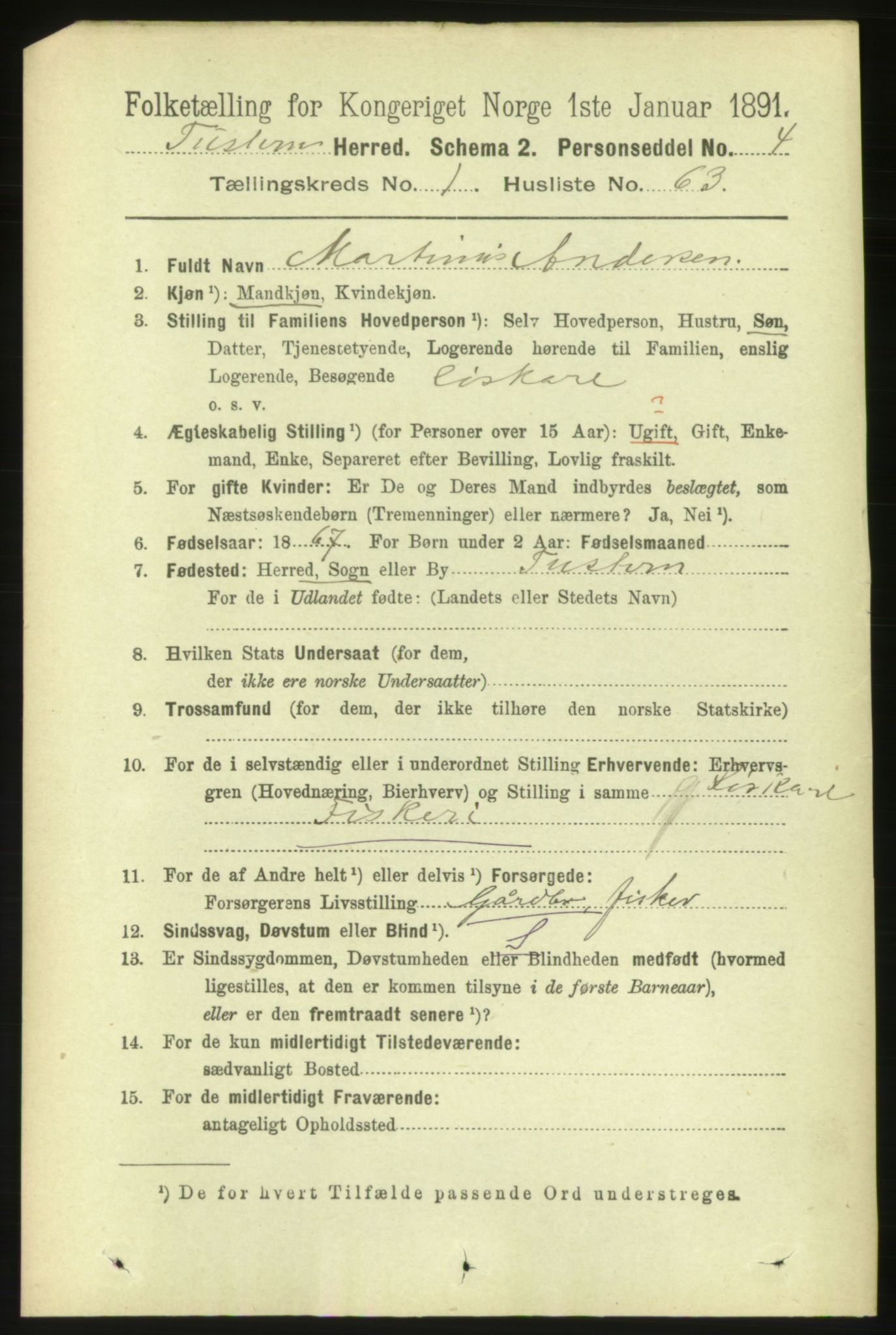 RA, 1891 census for 1572 Tustna, 1891, p. 555