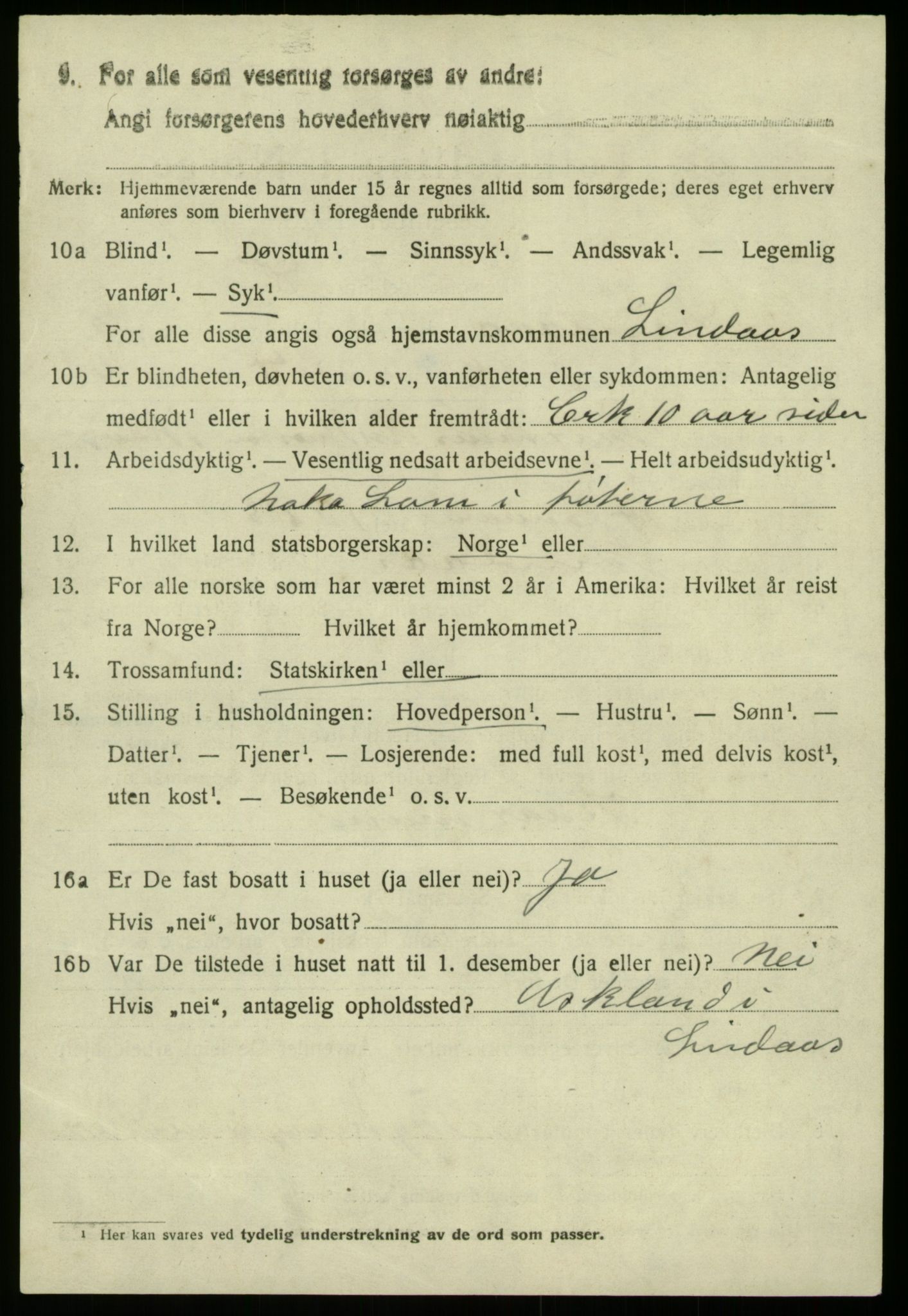 SAB, 1920 census for Lindås, 1920, p. 4782