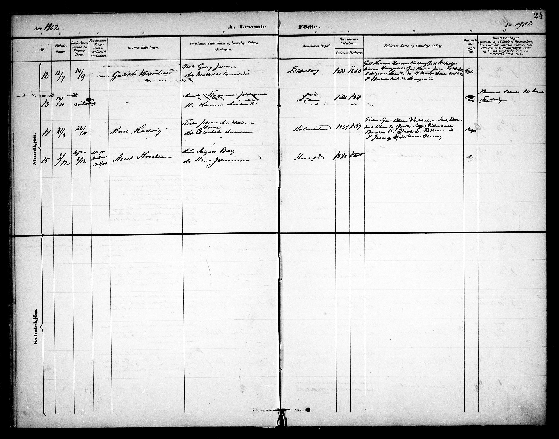Skjeberg prestekontor Kirkebøker, AV/SAO-A-10923/F/Fb/L0002: Parish register (official) no. II 2, 1895-1910, p. 24