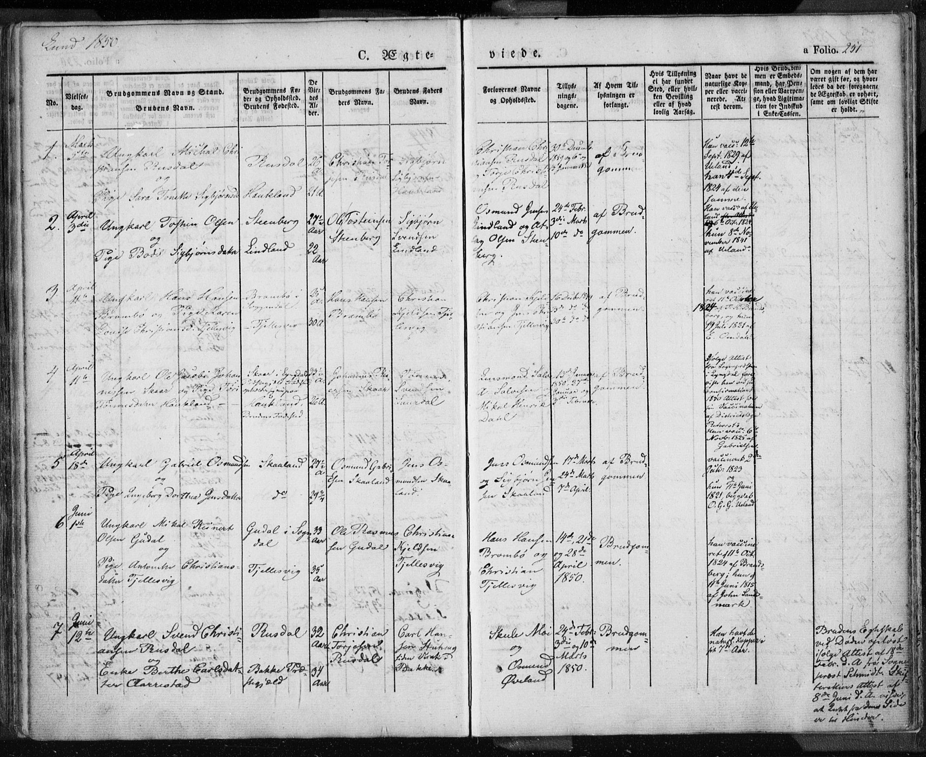 Lund sokneprestkontor, AV/SAST-A-101809/S06/L0007: Parish register (official) no. A 7.1, 1833-1854, p. 251