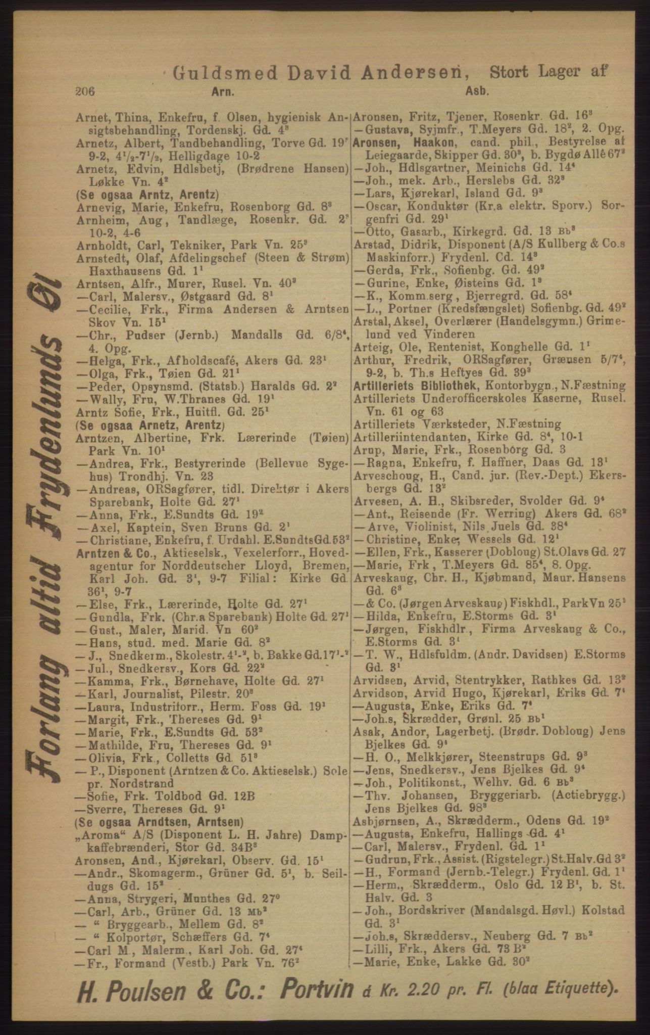 Kristiania/Oslo adressebok, PUBL/-, 1906, p. 206