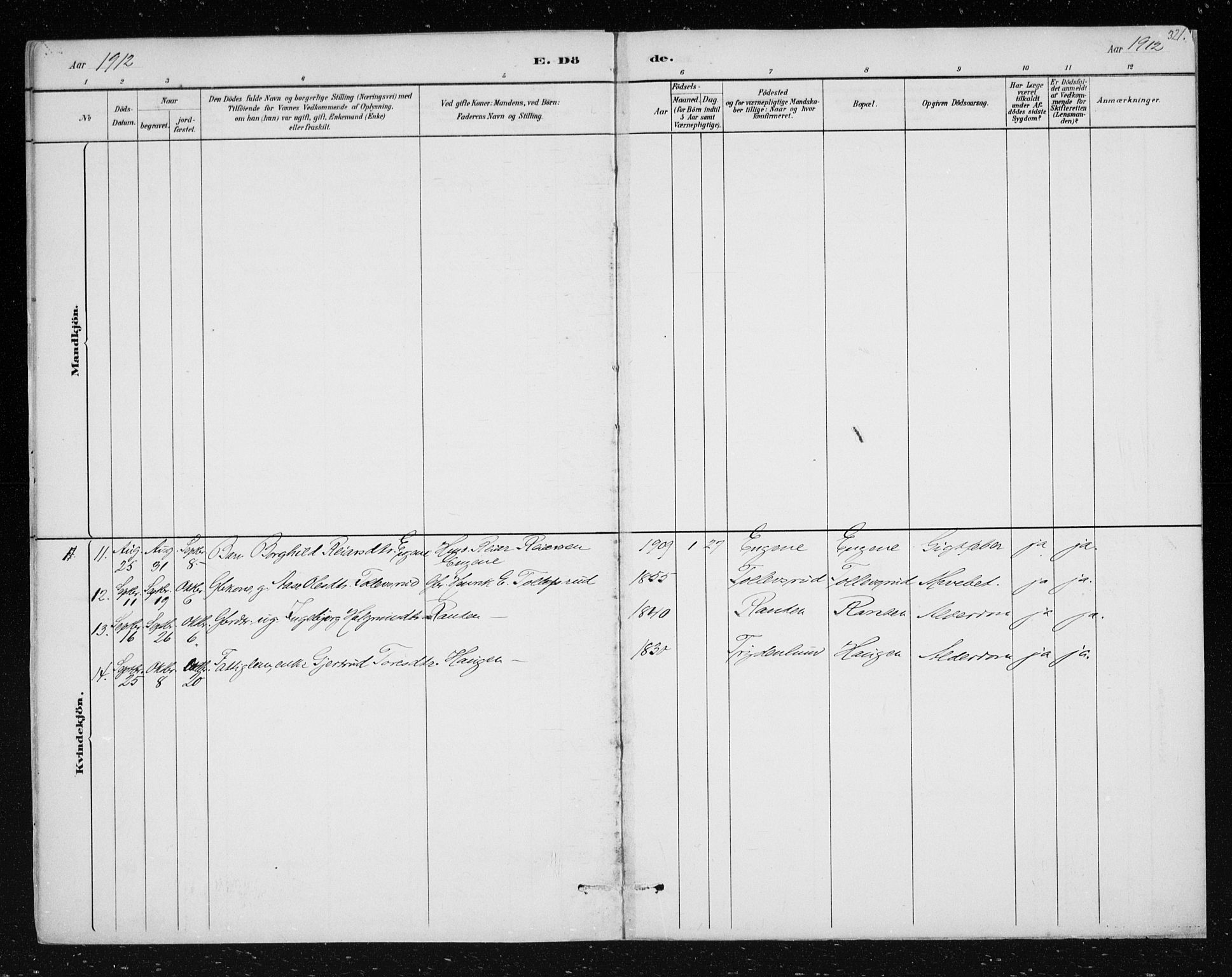 Nes kirkebøker, SAKO/A-236/F/Fa/L0012: Parish register (official) no. 12, 1881-1917, p. 321