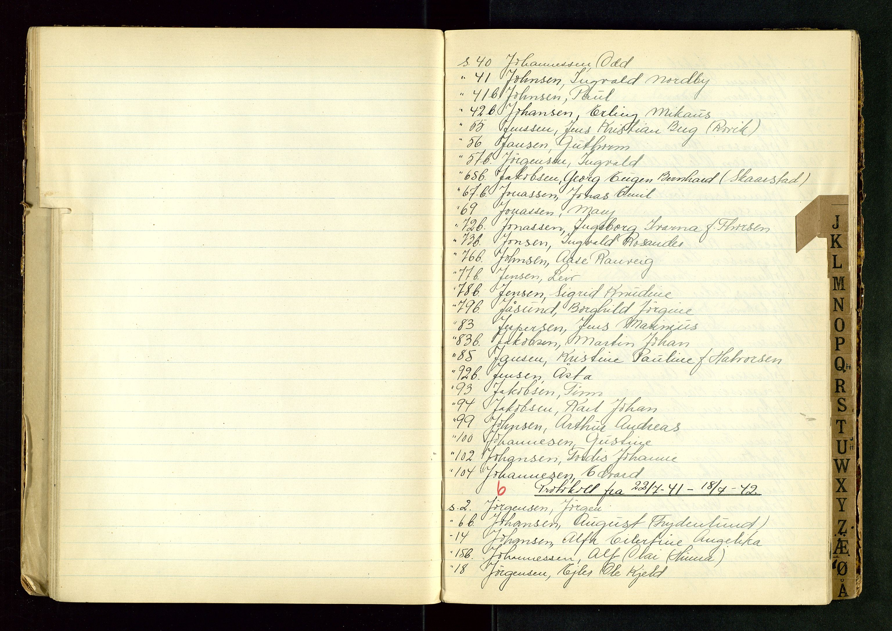 Stavanger byrett, AV/SAST-A-100455/001/6/62/62A/L0002: Vigselsregister, 1940-1950