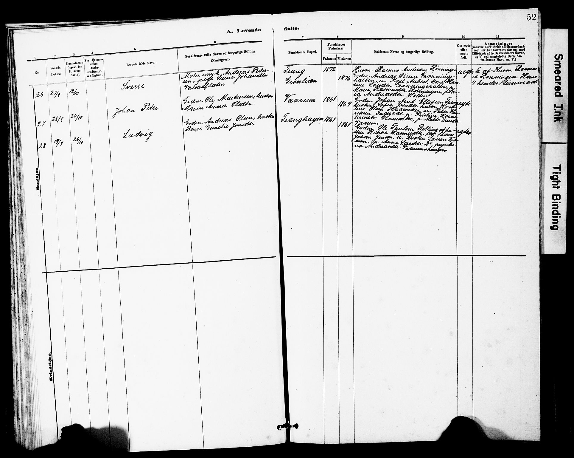 Ministerialprotokoller, klokkerbøker og fødselsregistre - Sør-Trøndelag, SAT/A-1456/646/L0628: Parish register (copy) no. 646C01, 1880-1903, p. 52