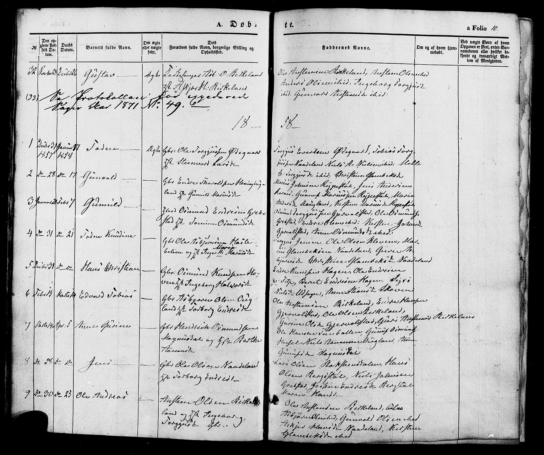 Søgne sokneprestkontor, AV/SAK-1111-0037/F/Fa/Faa/L0002: Parish register (official) no. A 2, 1854-1882, p. 10