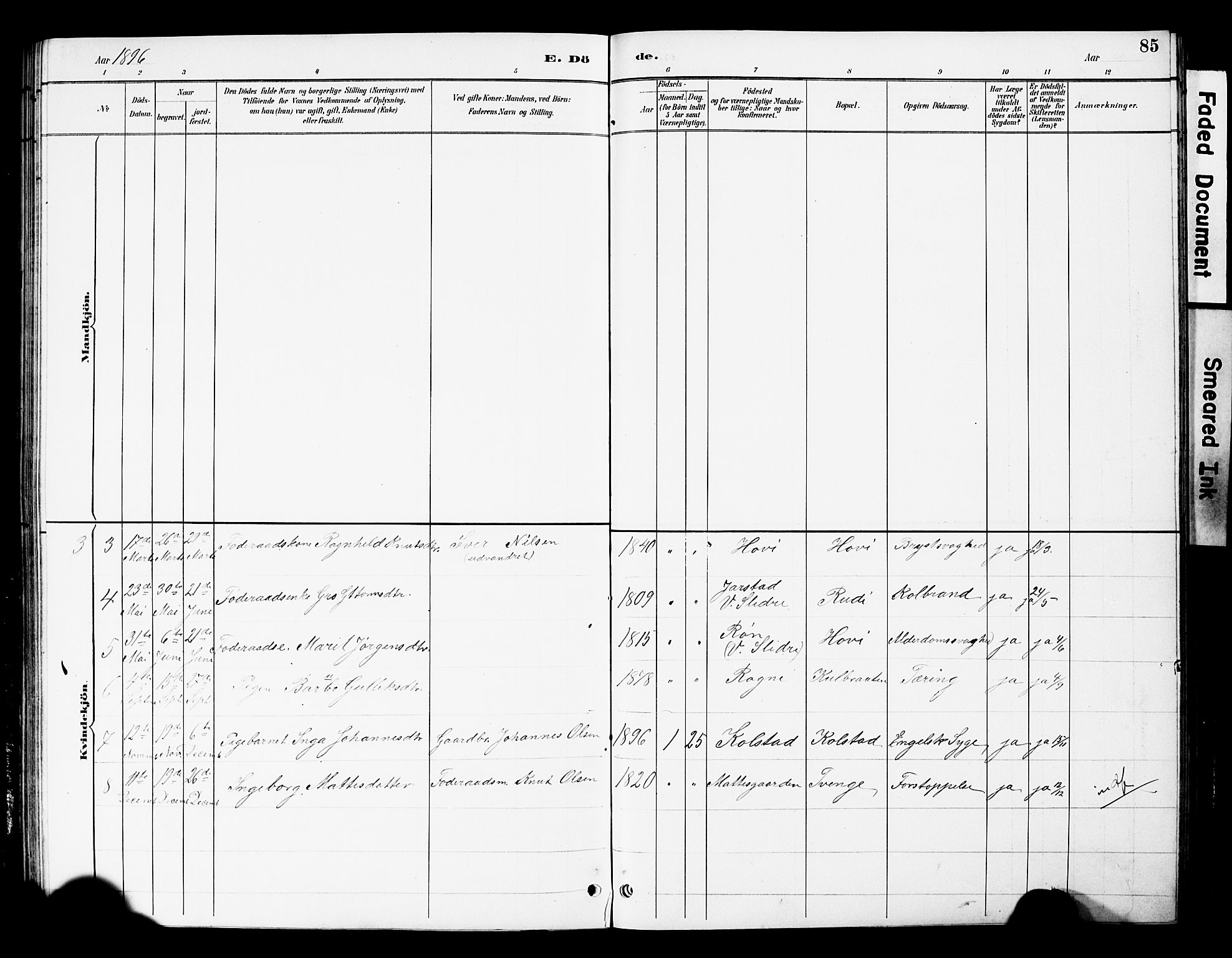 Øystre Slidre prestekontor, SAH/PREST-138/H/Ha/Hab/L0005: Parish register (copy) no. 5, 1887-1910, p. 85