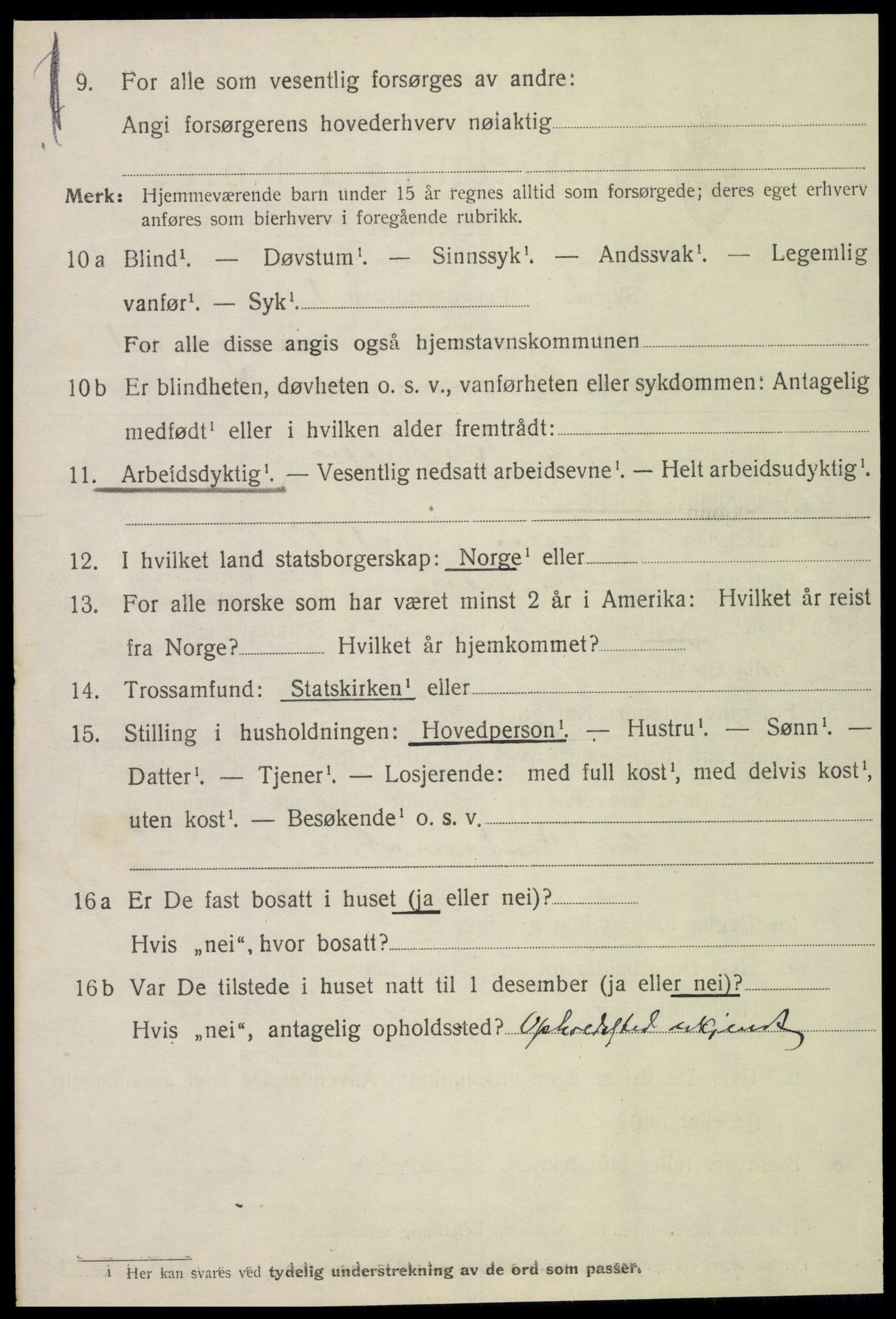 SAT, 1920 census for Namsos, 1920, p. 3130