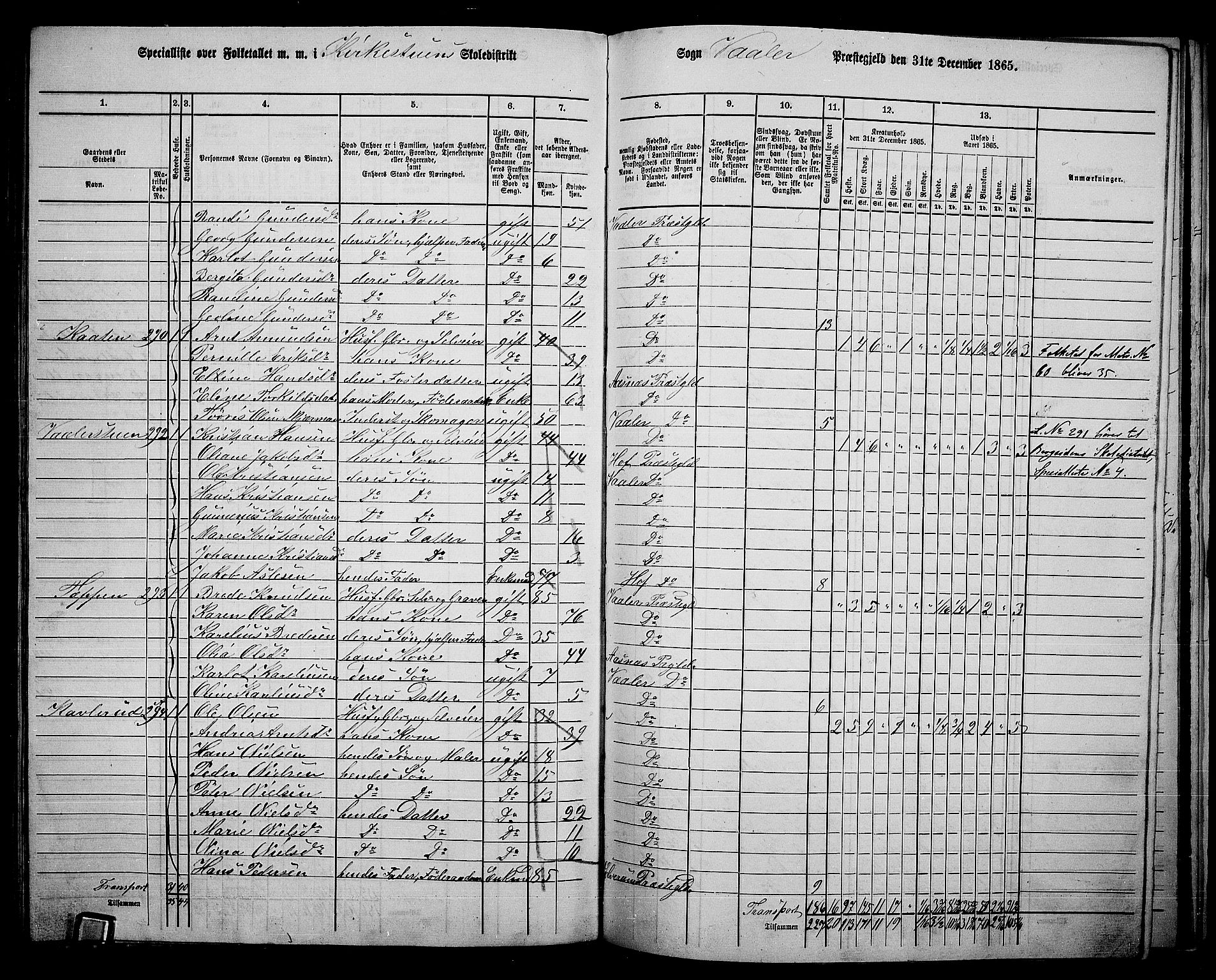 RA, 1865 census for Våler, 1865, p. 139