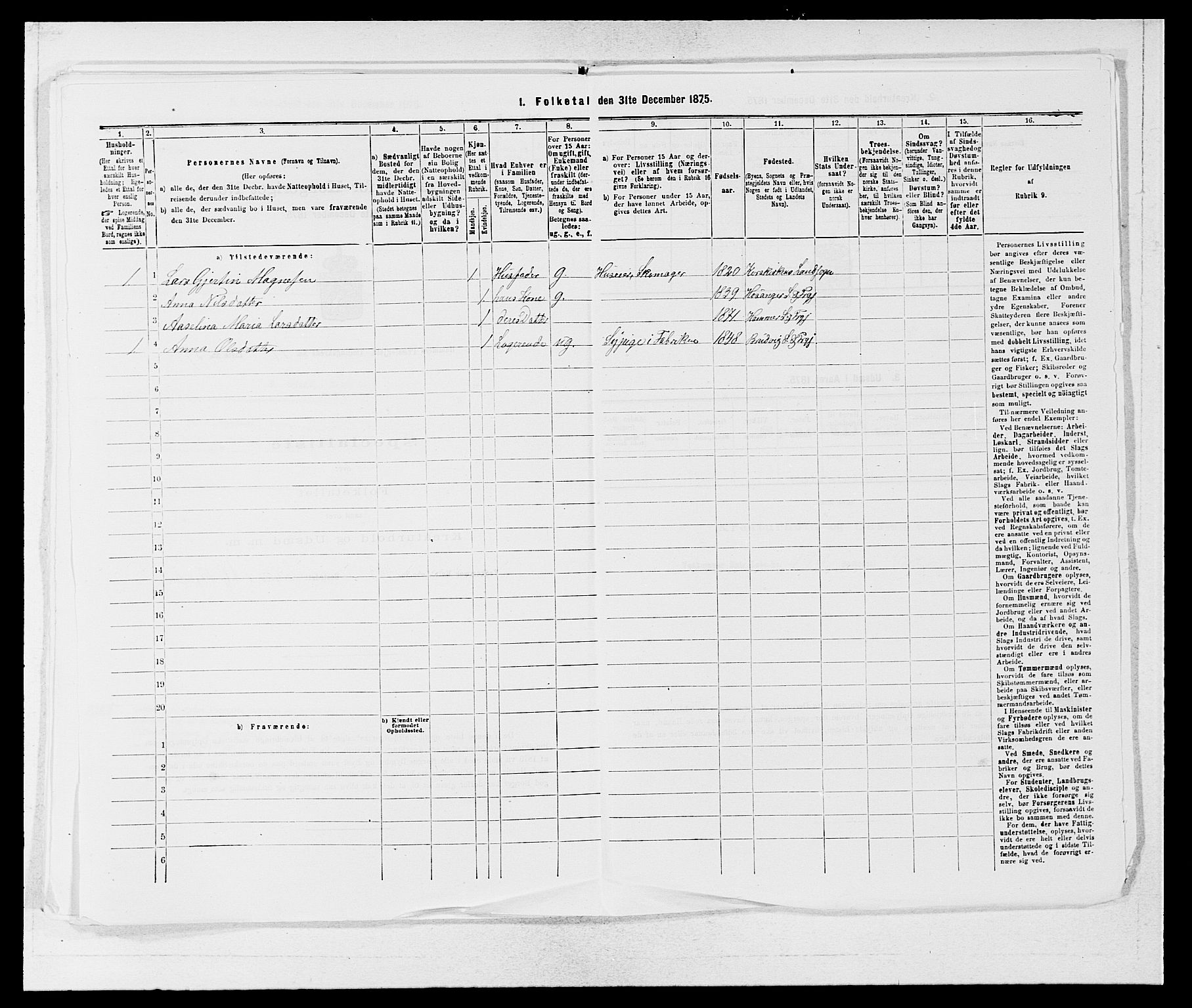 SAB, 1875 census for 1254P Hamre, 1875, p. 1569