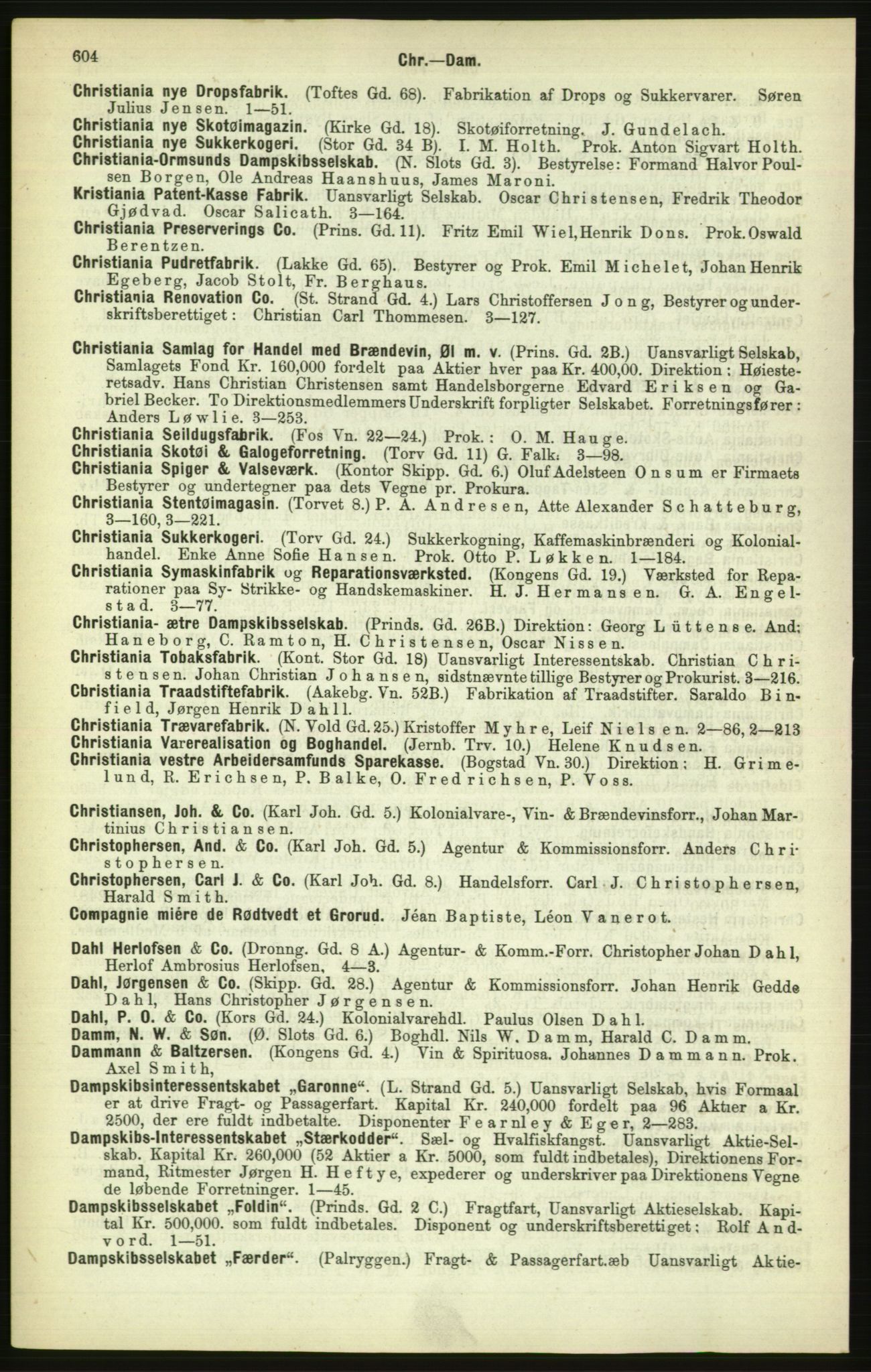 Kristiania/Oslo adressebok, PUBL/-, 1886, p. 604