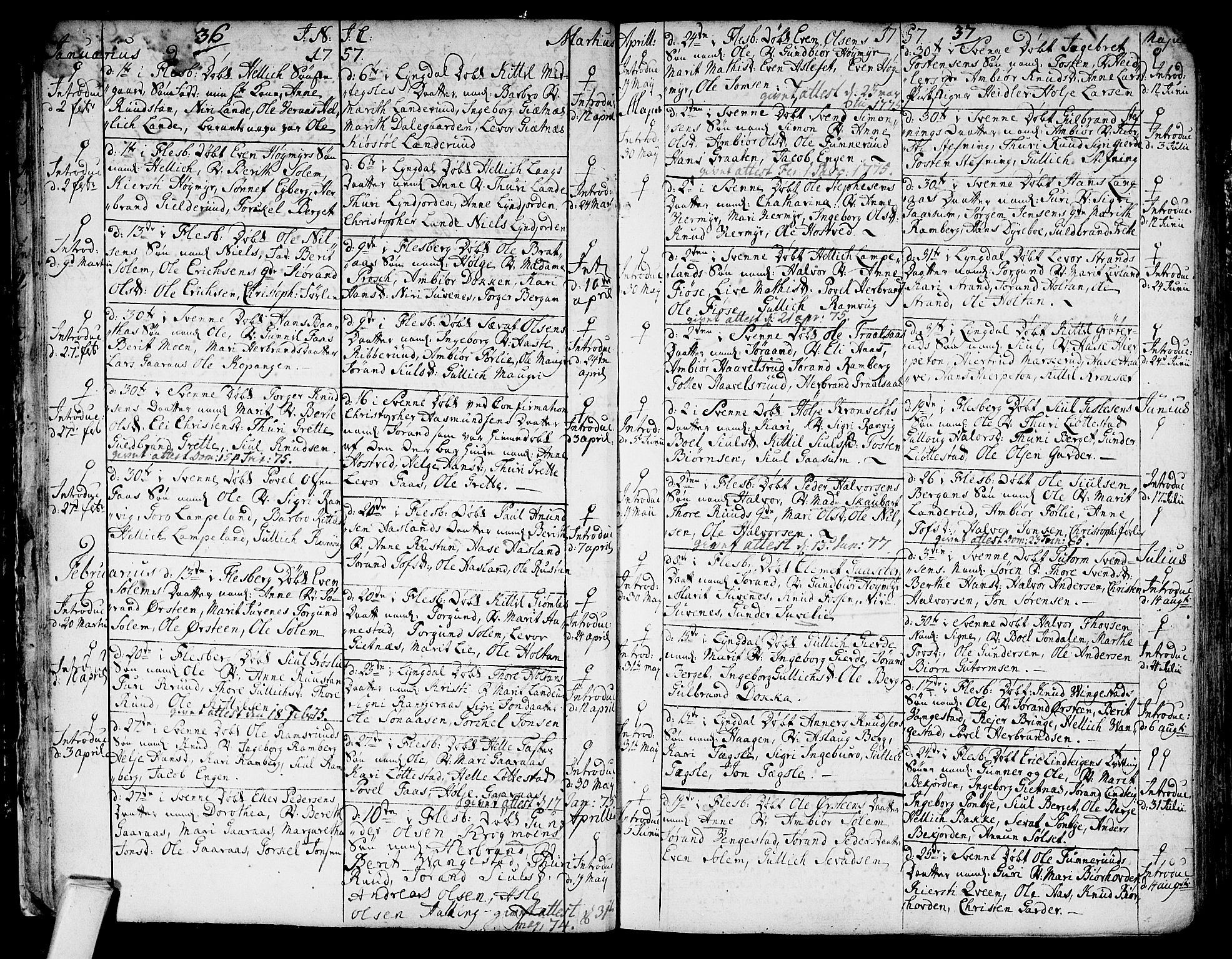 Flesberg kirkebøker, AV/SAKO-A-18/F/Fa/L0003: Parish register (official) no. I 3, 1748-1790, p. 36-37