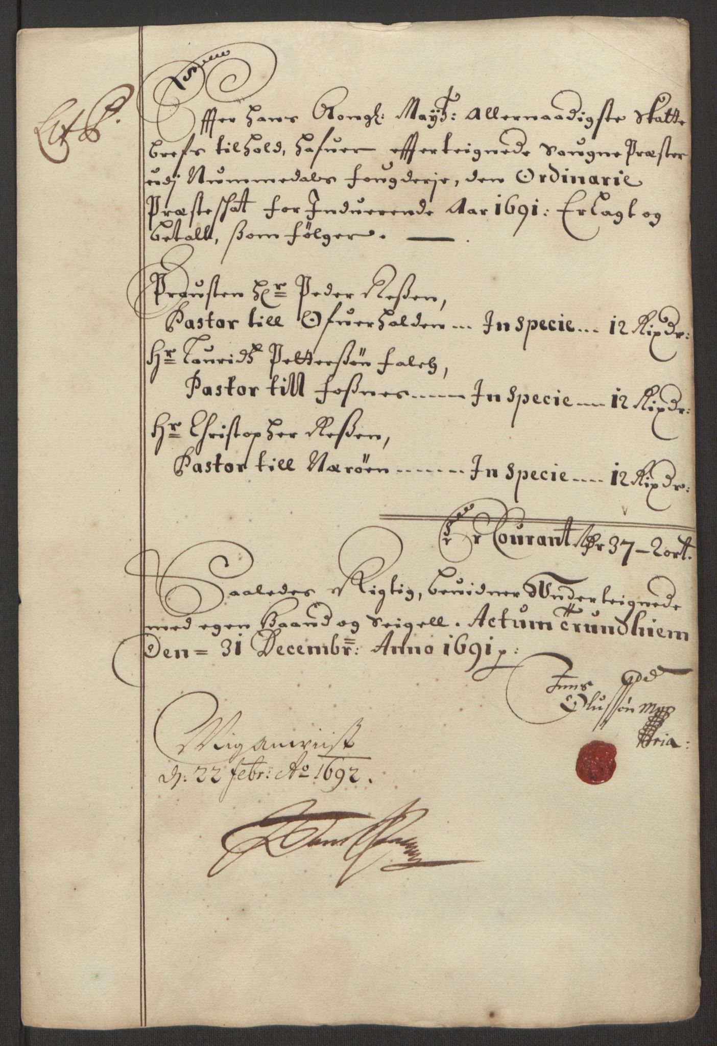 Rentekammeret inntil 1814, Reviderte regnskaper, Fogderegnskap, RA/EA-4092/R64/L4423: Fogderegnskap Namdal, 1690-1691, p. 306
