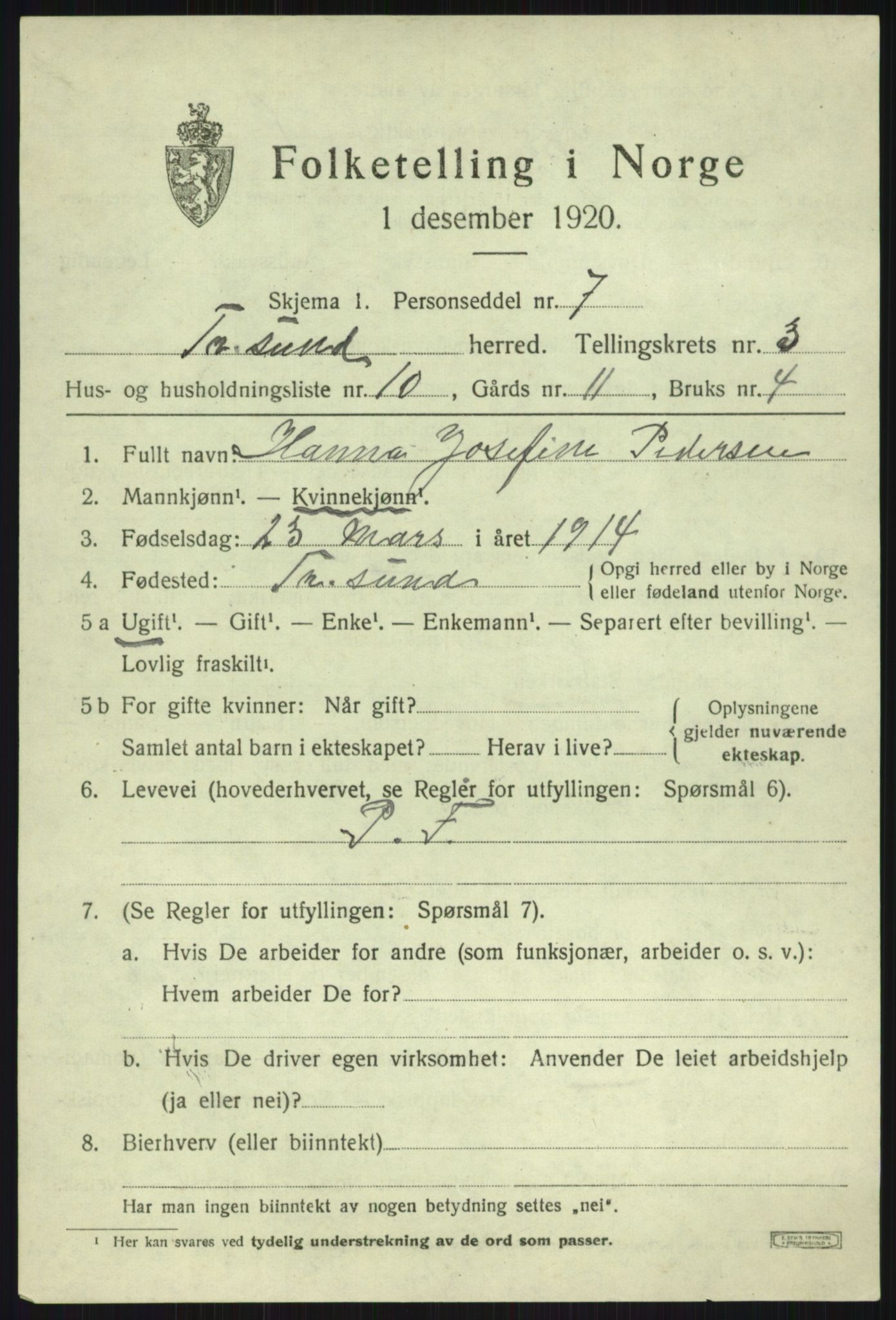 SATØ, 1920 census for Tromsøysund, 1920, p. 2824