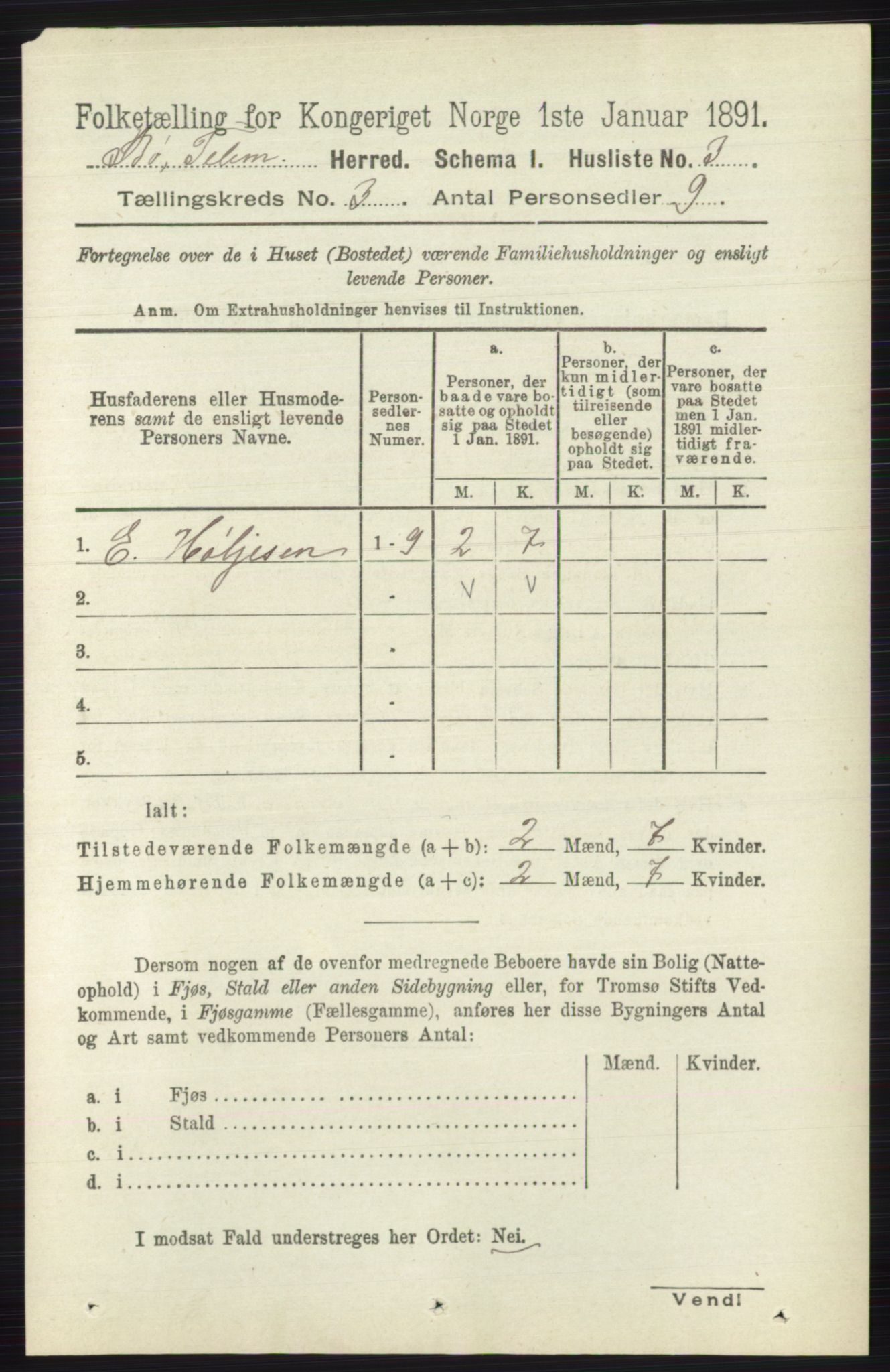 RA, 1891 census for 0821 Bø, 1891, p. 978