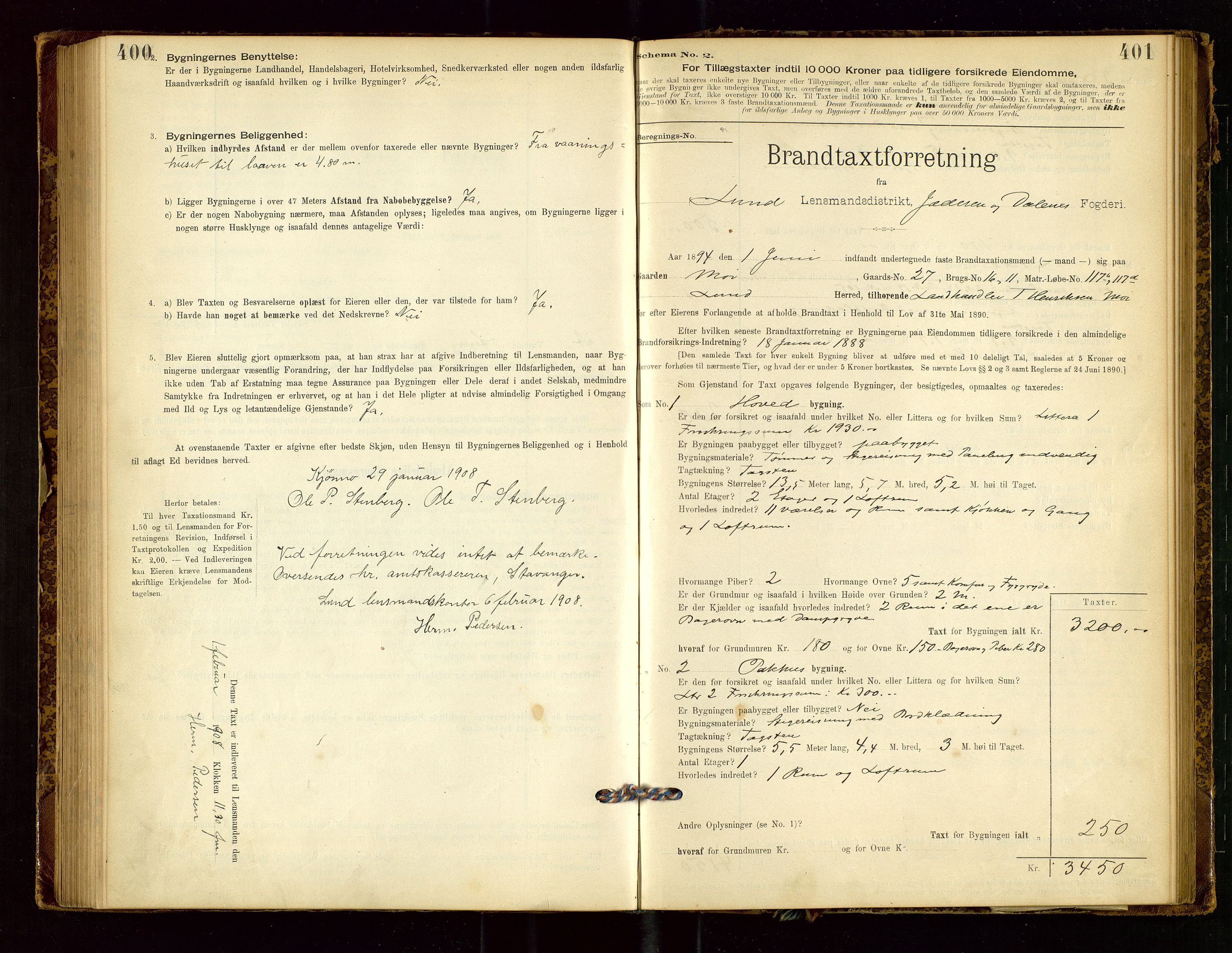 Lund lensmannskontor, SAST/A-100303/Gob/L0001: "Brandtakstprotokol", 1894-1907, p. 400-401