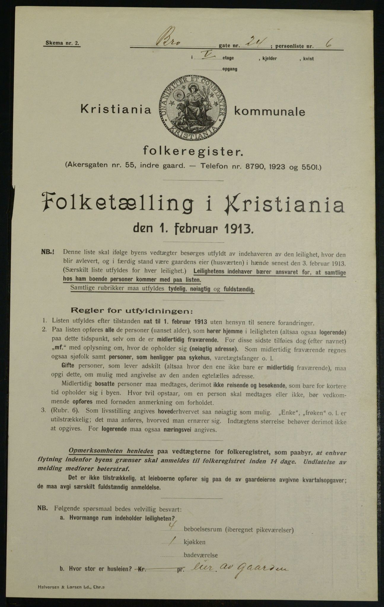 OBA, Municipal Census 1913 for Kristiania, 1913, p. 9919