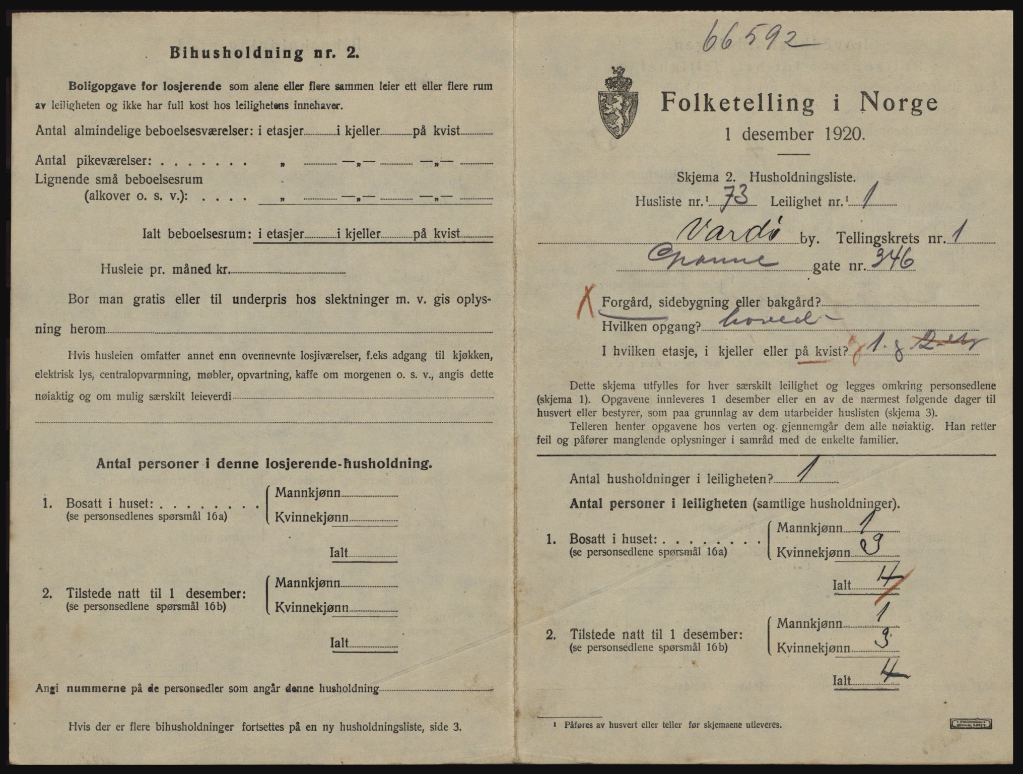 SATØ, 1920 census for Vardø, 1920, p. 1249