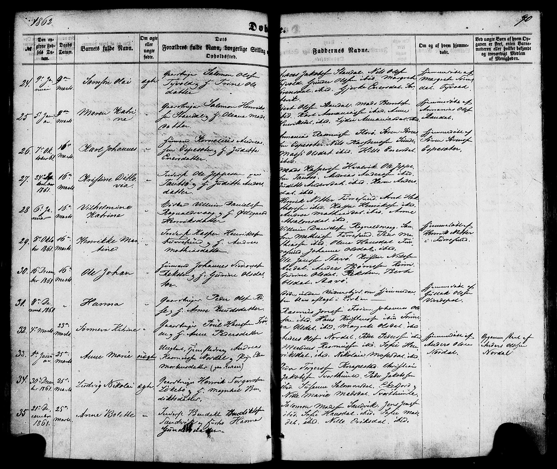 Kinn sokneprestembete, SAB/A-80801/H/Haa/Haaa/L0006: Parish register (official) no. A 6, 1857-1885, p. 90
