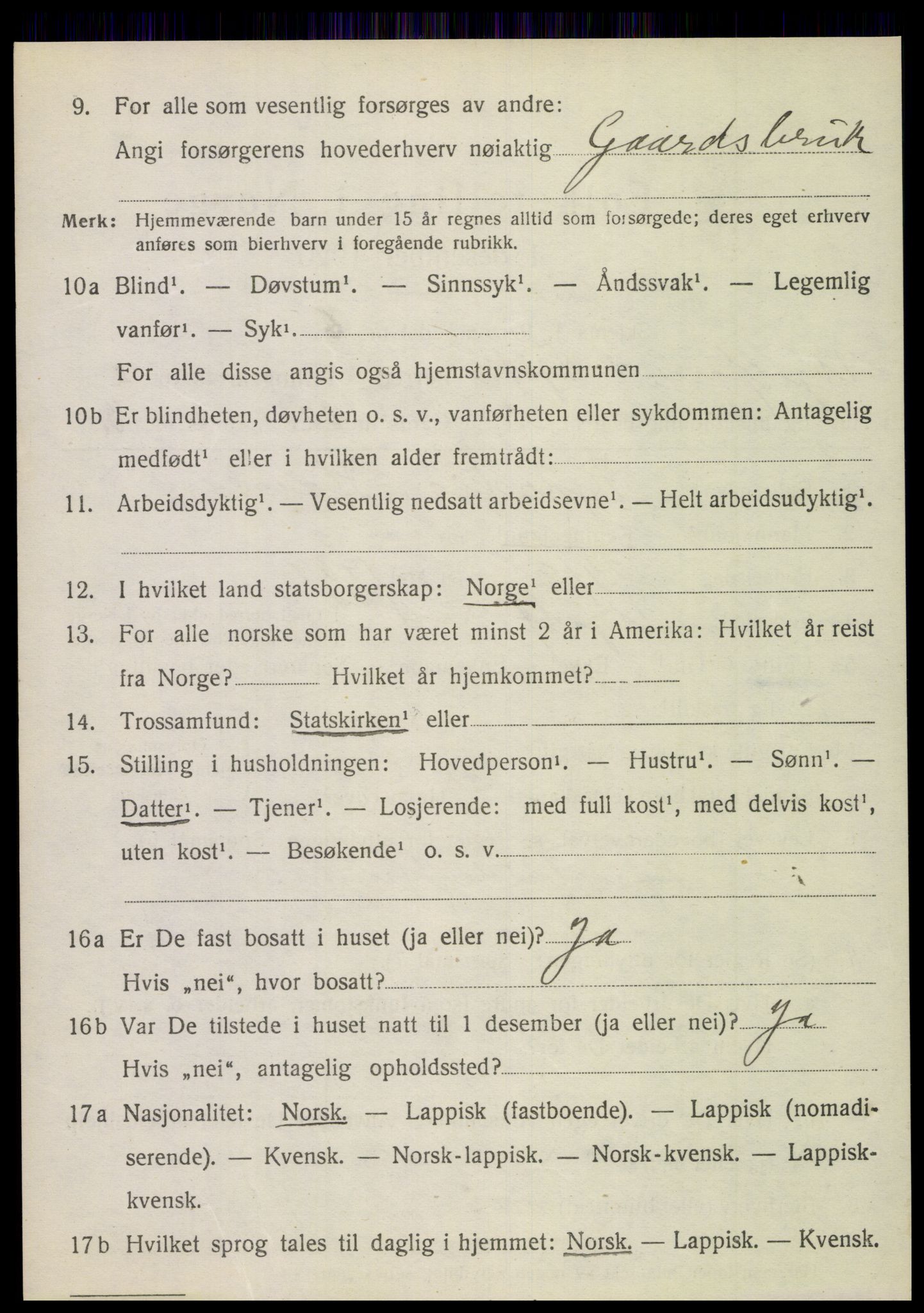 SAT, 1920 census for Tjøtta, 1920, p. 1222