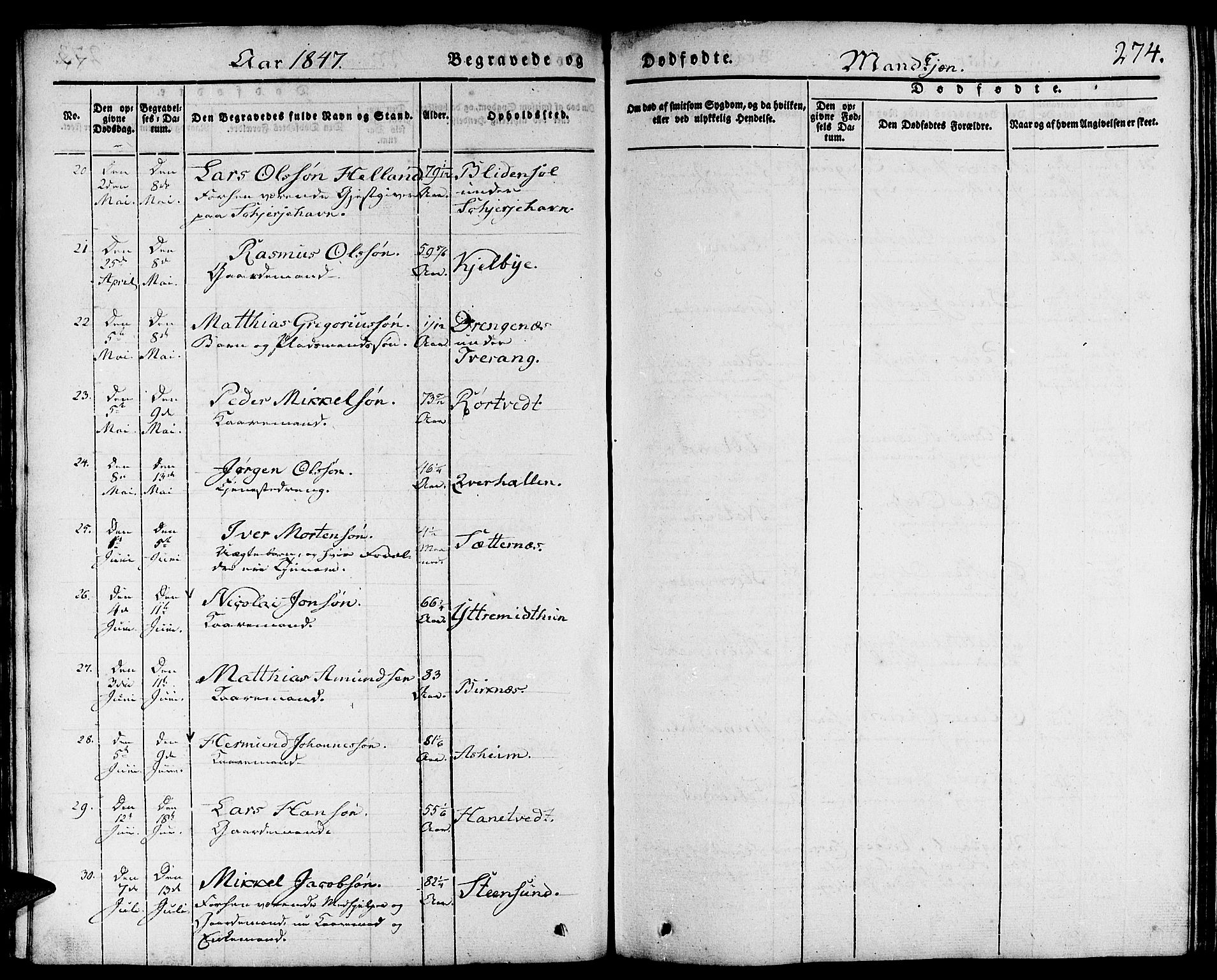 Gulen sokneprestembete, AV/SAB-A-80201/H/Haa/Haaa/L0020: Parish register (official) no. A 20, 1837-1847, p. 274