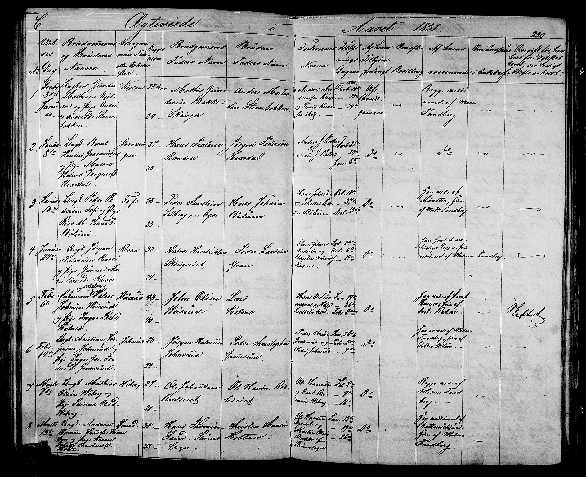 Sande Kirkebøker, AV/SAKO-A-53/G/Ga/L0002: Parish register (copy) no. 2, 1847-1863, p. 230